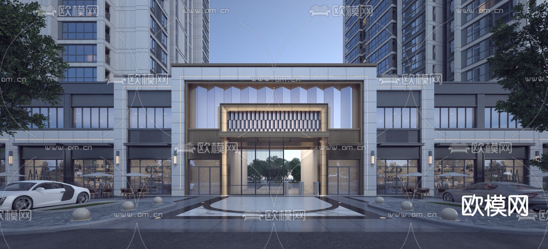 小区大门 门头3d模型下载