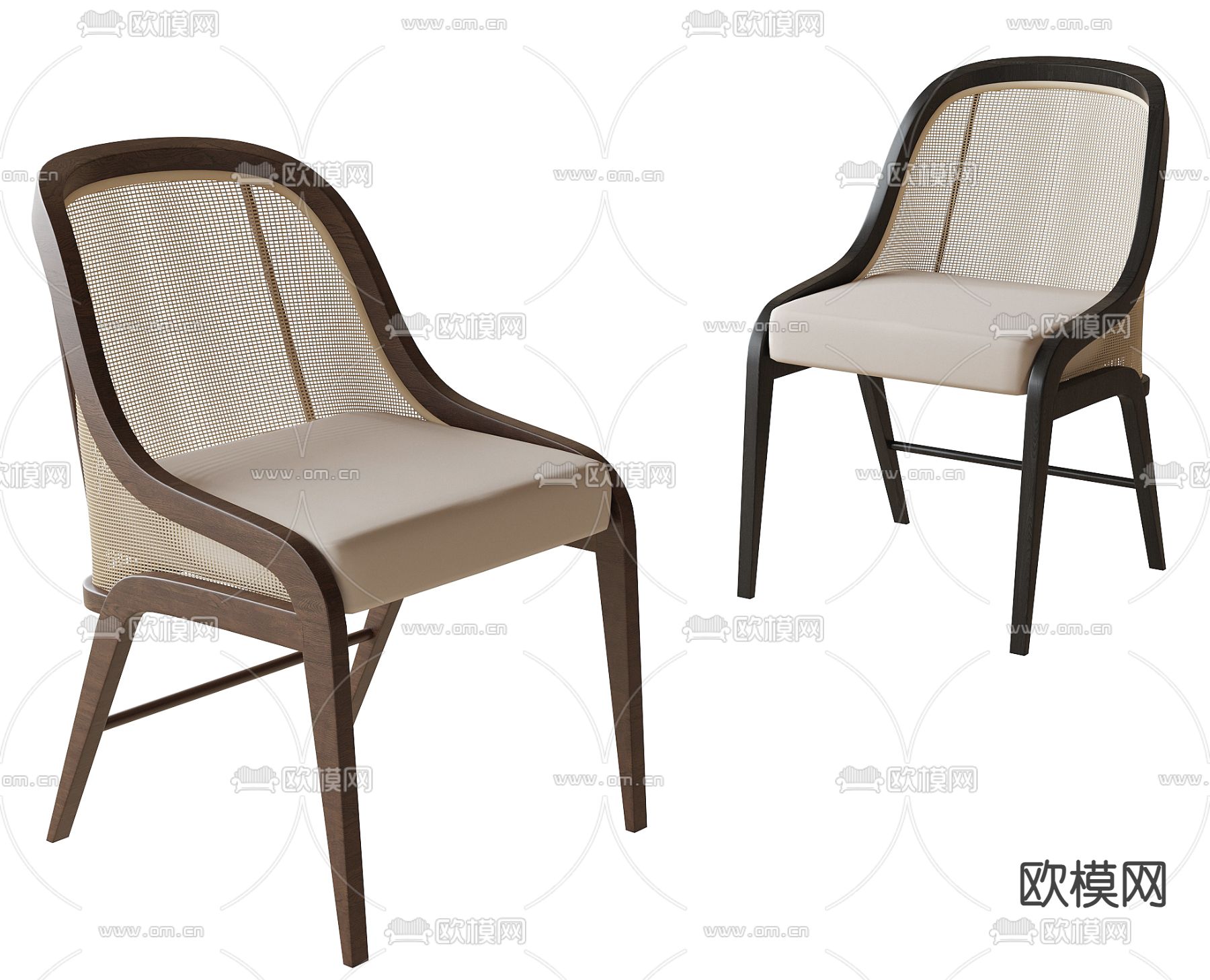现代餐椅 单椅 藤编椅3d模型下载