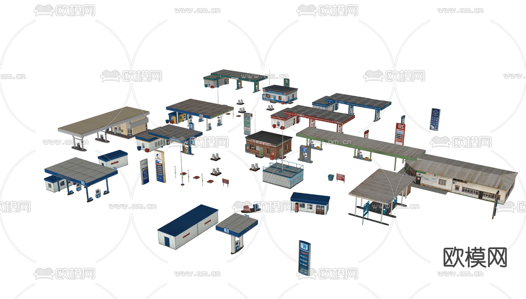 加油站 天然气站3d模型下载（渲染图2）