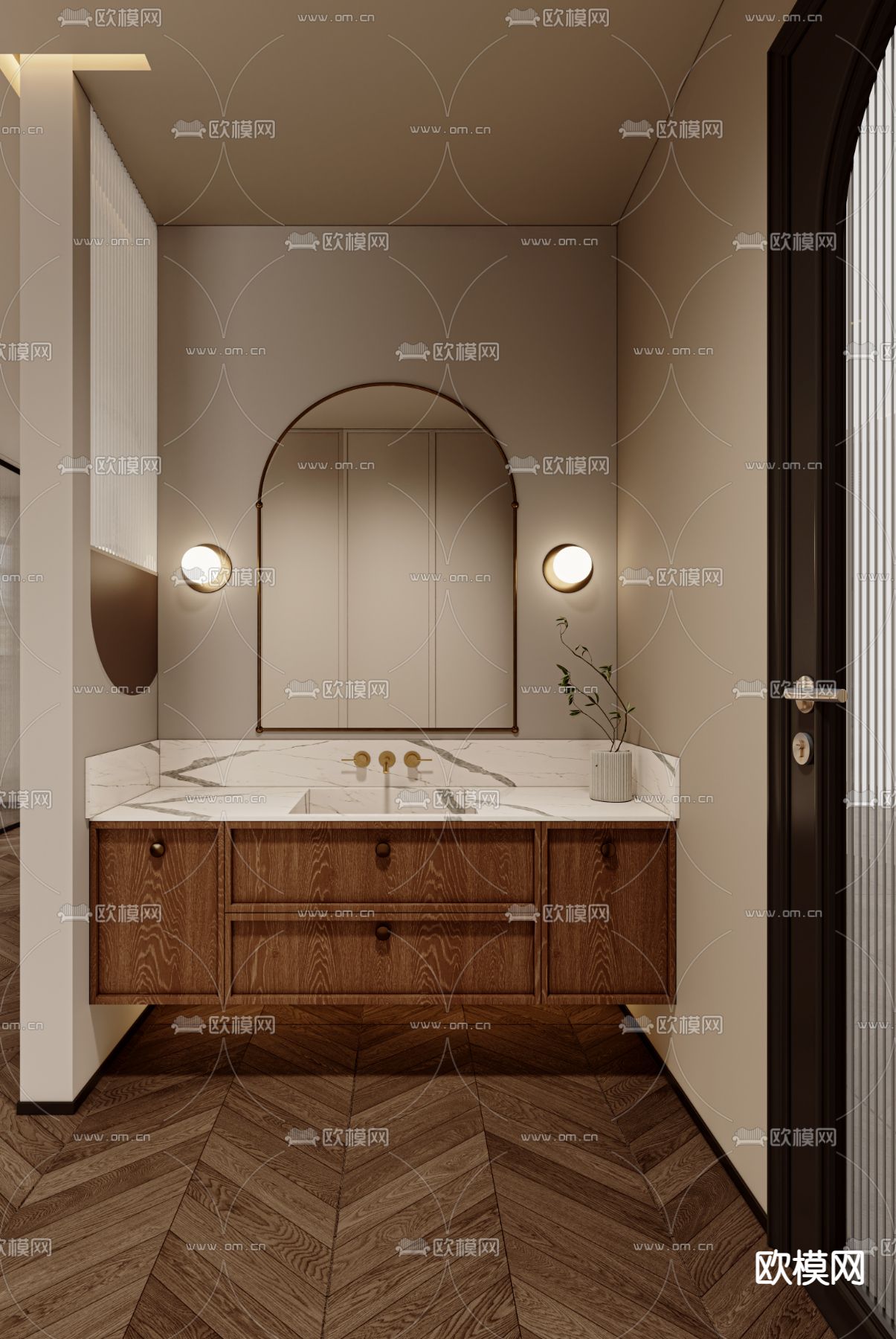 中古风洗手台 洗手盆3d模型下载