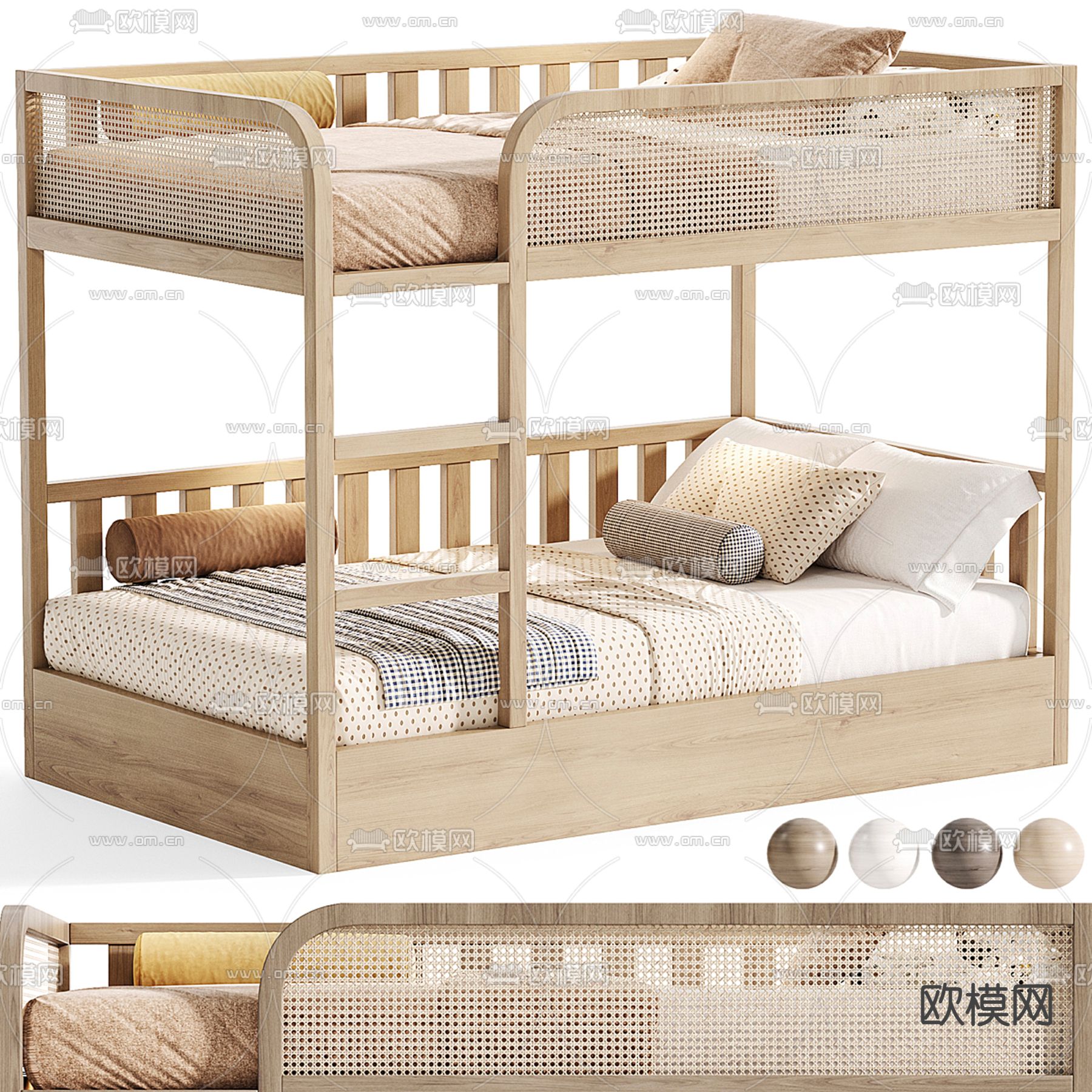 Pinterest 上下床 儿童床3d模型下载（渲染图1）