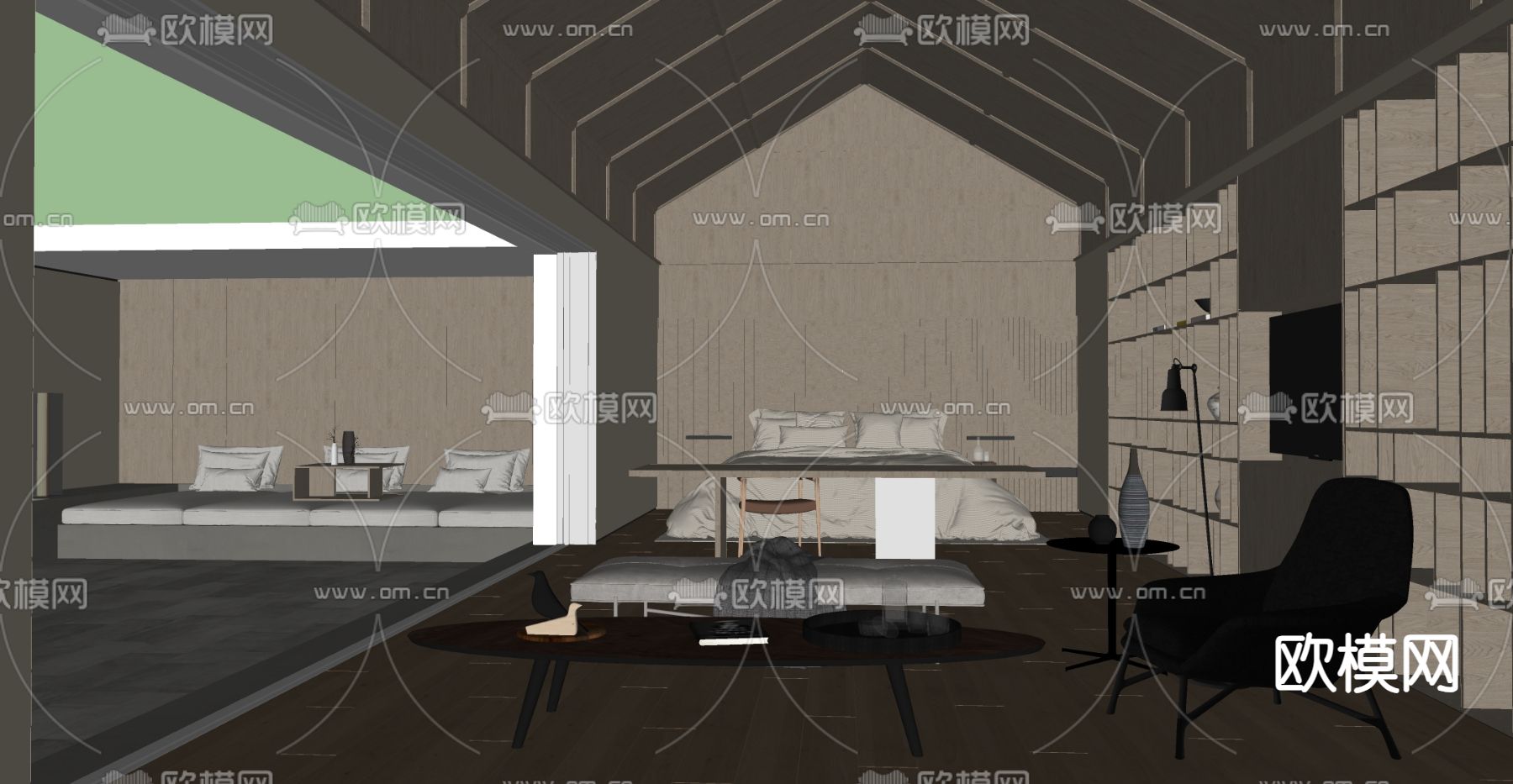 东南亚客房su模型下载（渲染图1）