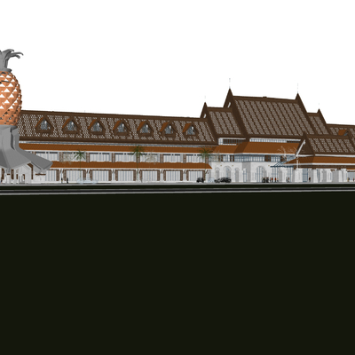  古街道 古庙su模型 