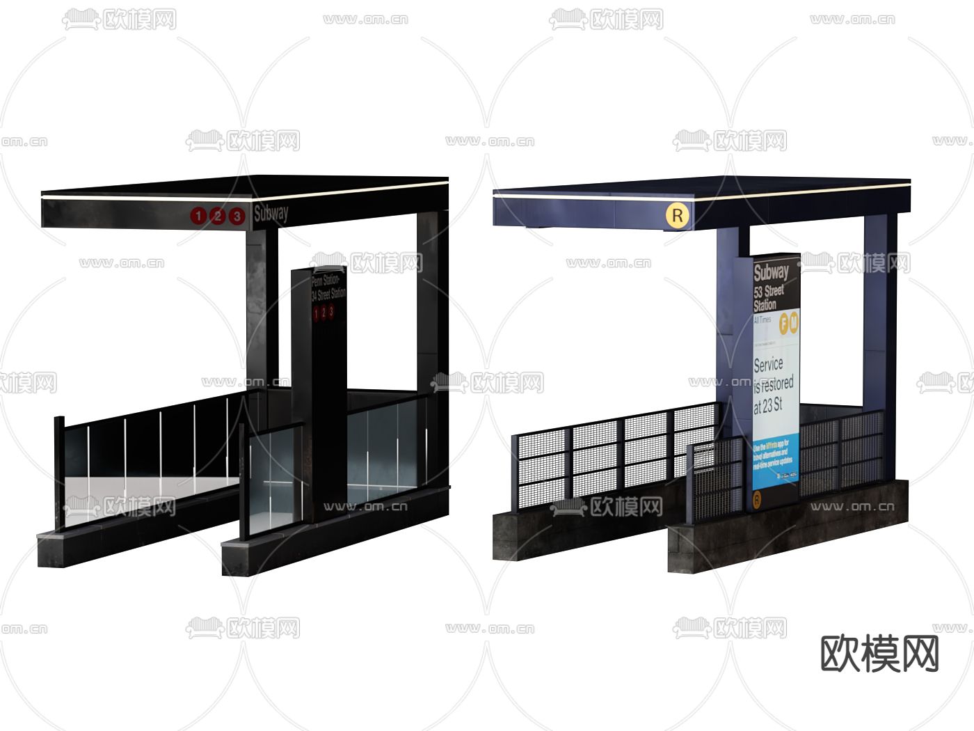 城市地铁入口 地铁入口亭3d模型下载