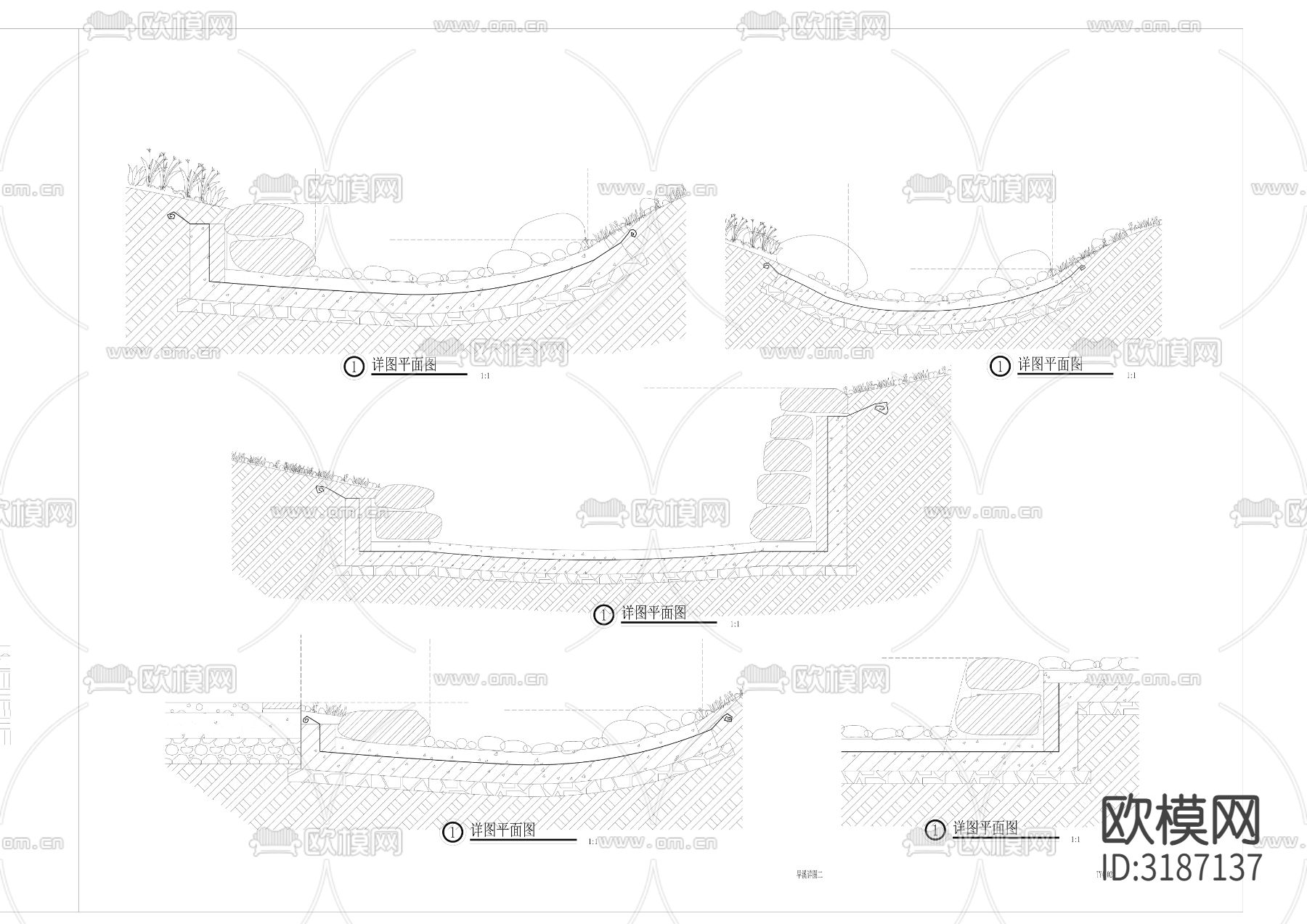 6生态旱溪做法详图cad大样图下载（渲染图2）