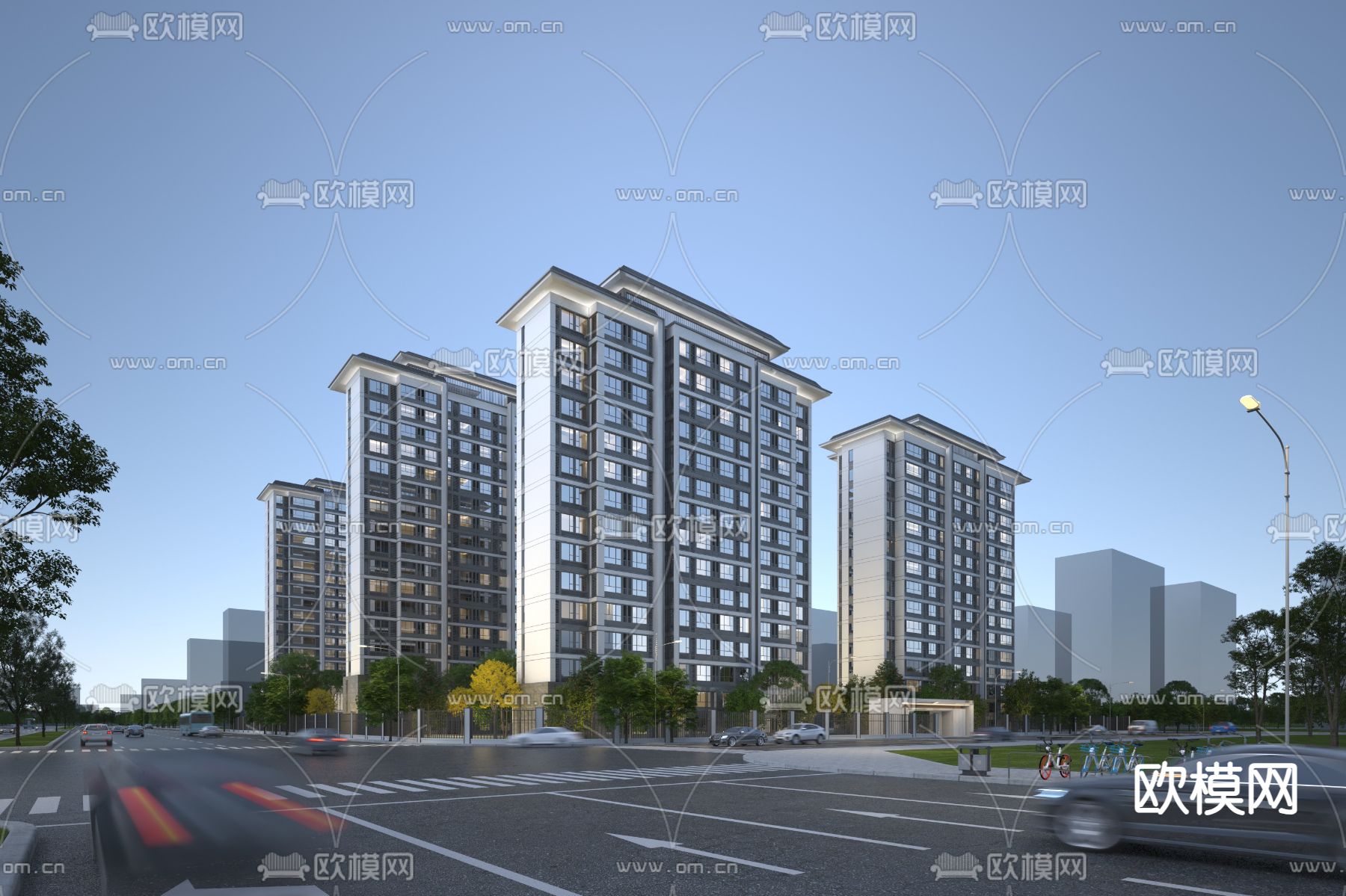 高层住宅楼外观3d模型下载