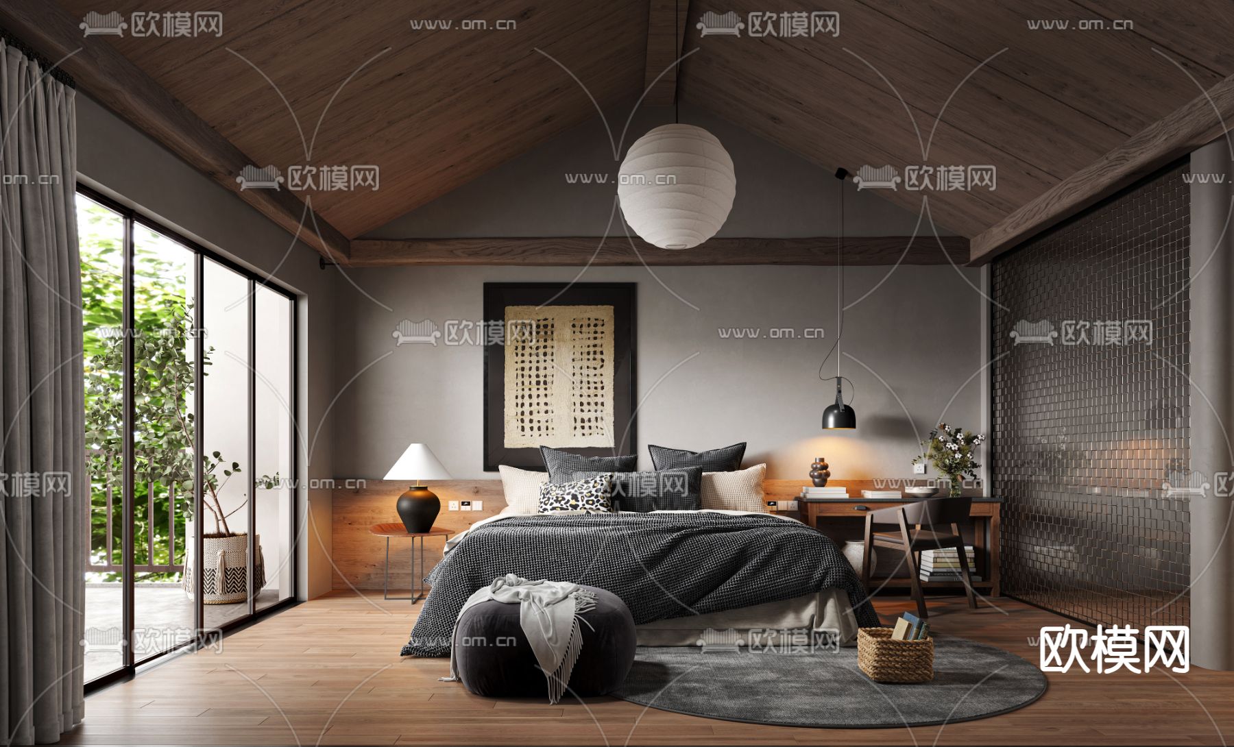 酒店民宿 客房3d模型下载（渲染图1）