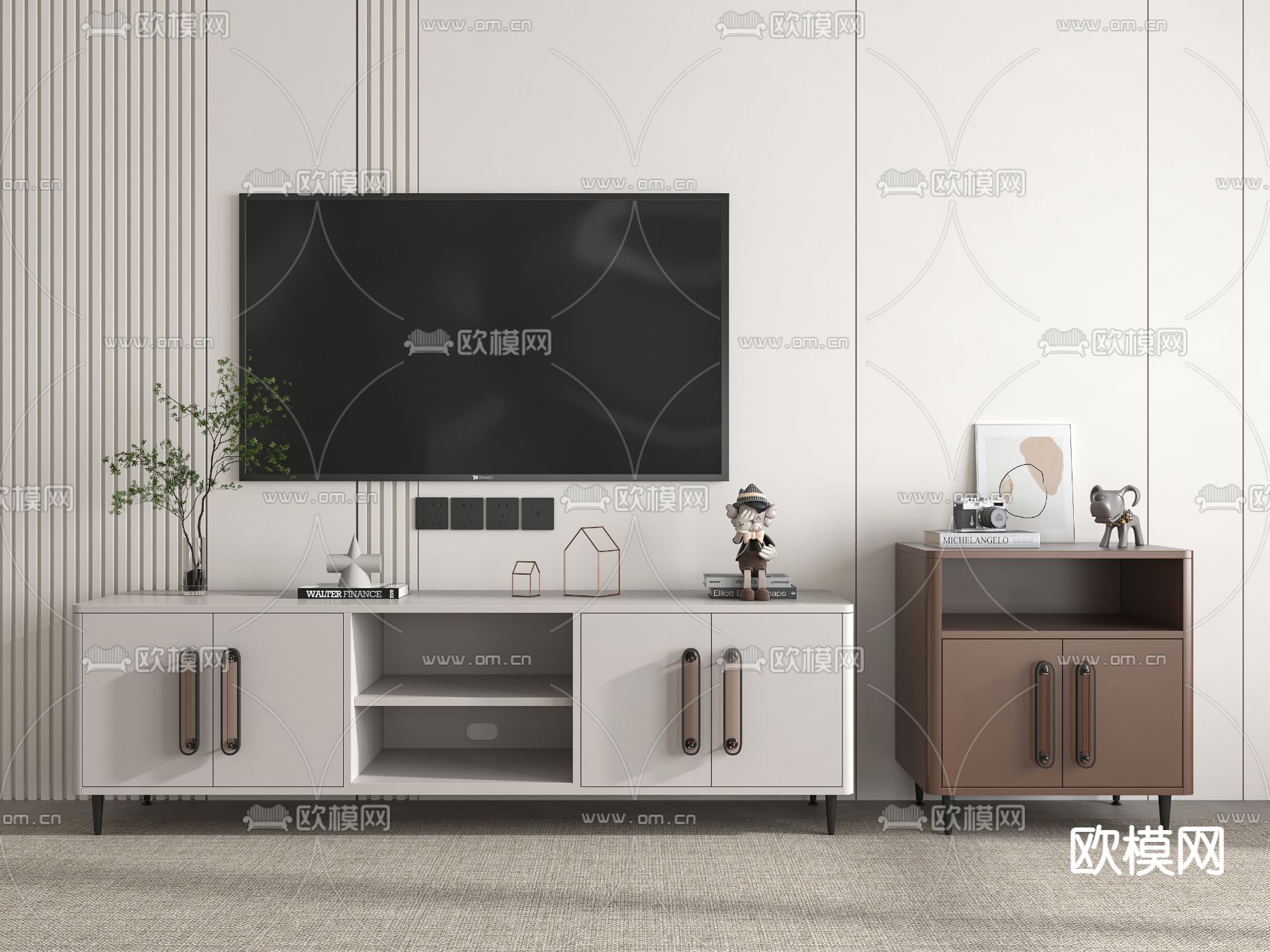现代电视柜3d模型下载