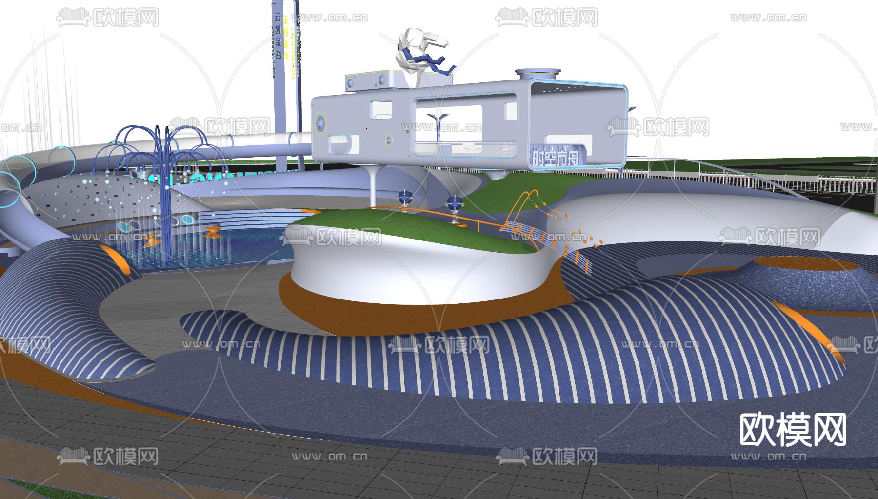 现代主题游乐园su模型下载（渲染图2）