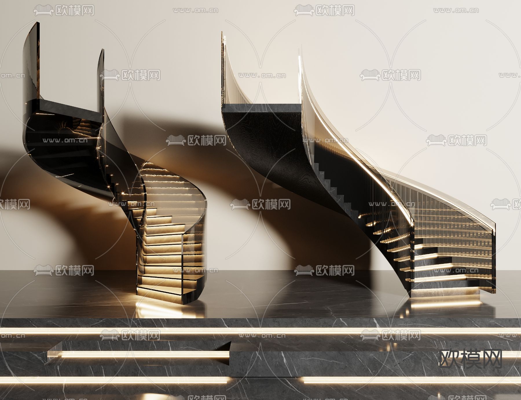 玻璃楼梯 旋转楼梯3d模型下载