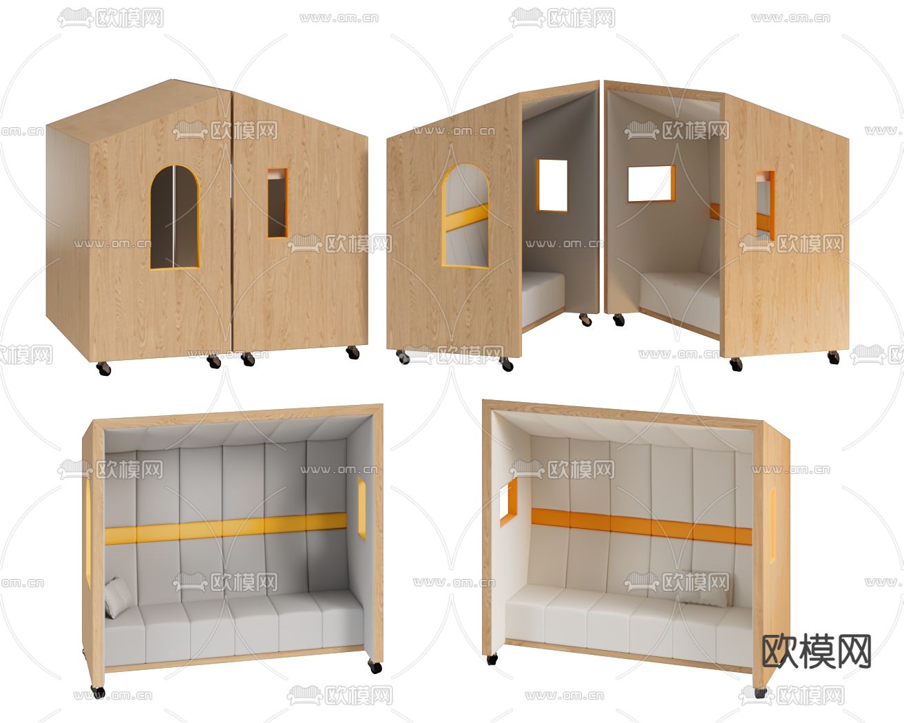 办公沙发 卡座沙发 可拆分休息室3d模型下载