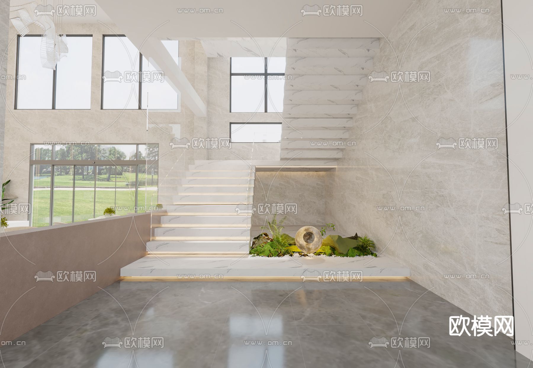 办公室大堂3d模型下载（渲染图2）