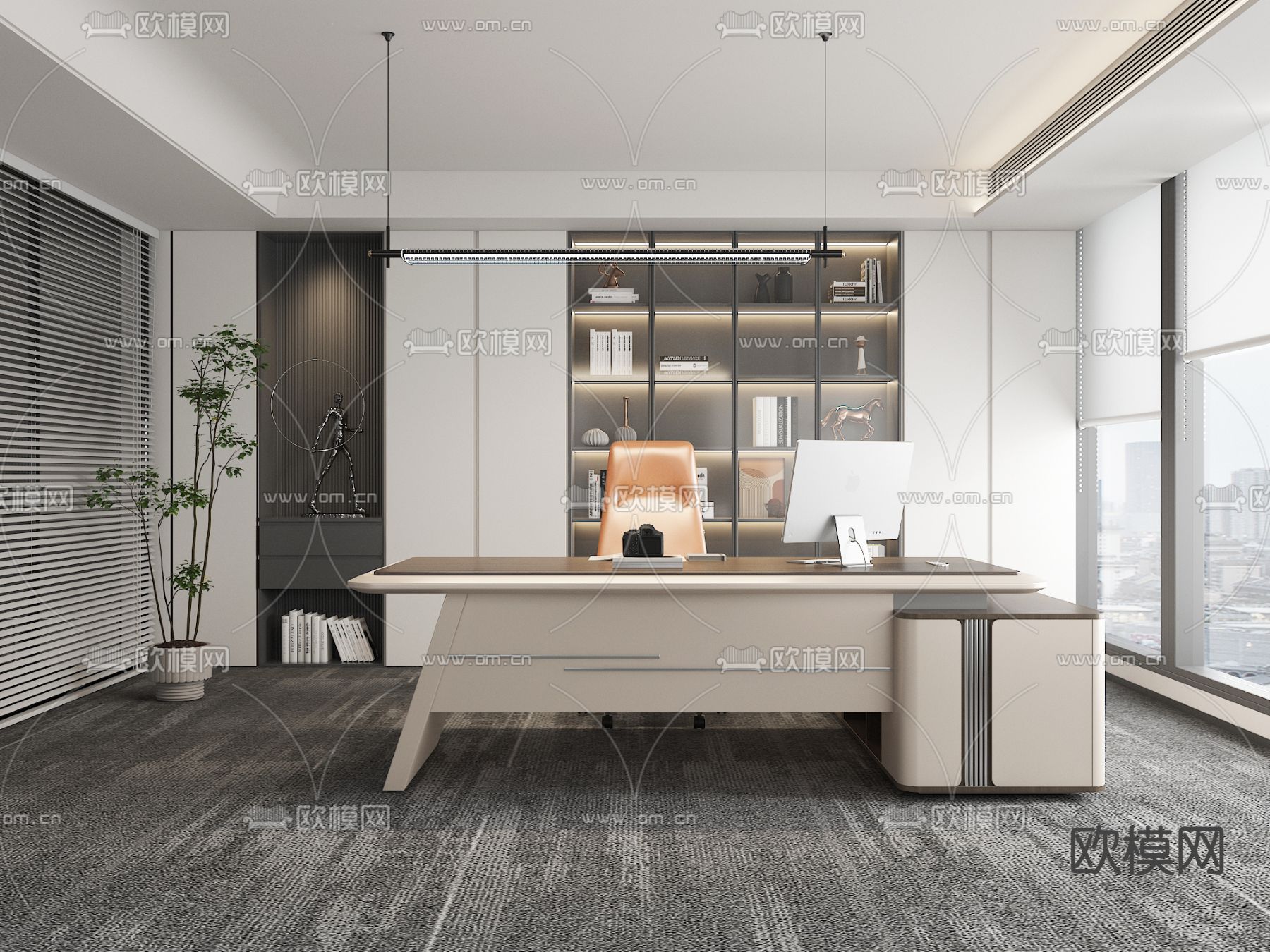 轻奢总经理室3d模型下载