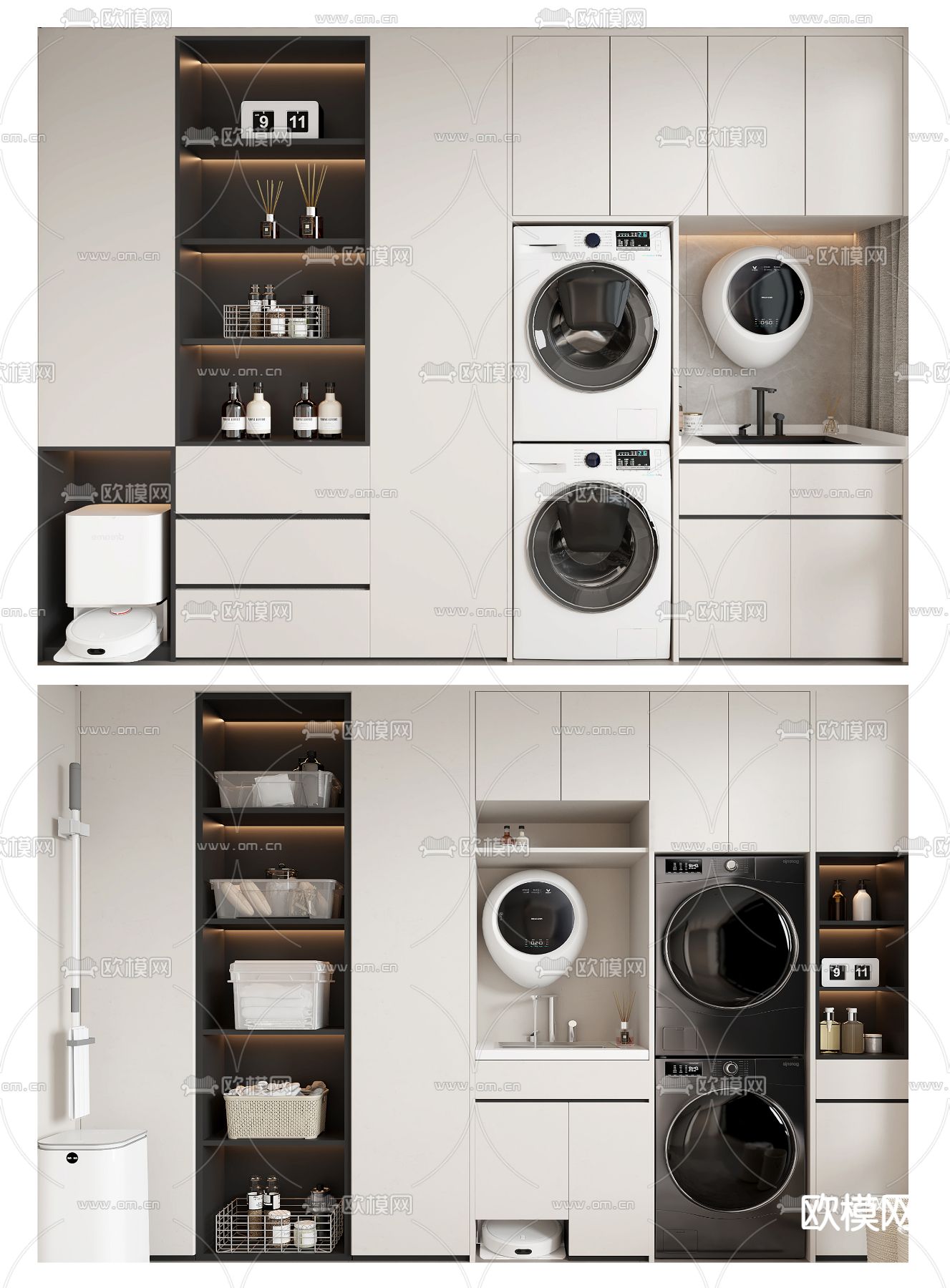 现代阳台柜 洗衣机柜3d模型下载