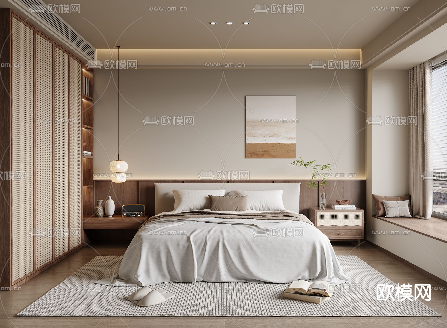 侘寂卧室3d模型下载