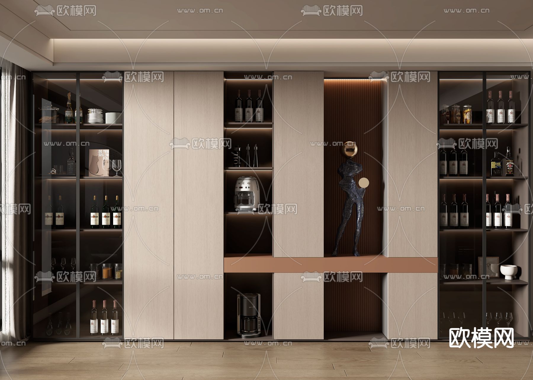 现代酒柜3d模型下载