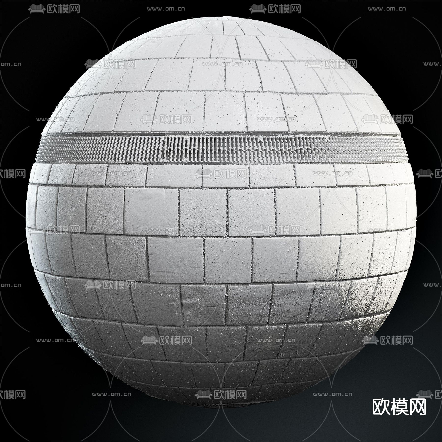 写实石头 工字拼地面 路面 马路3d模型下载（渲染图2）