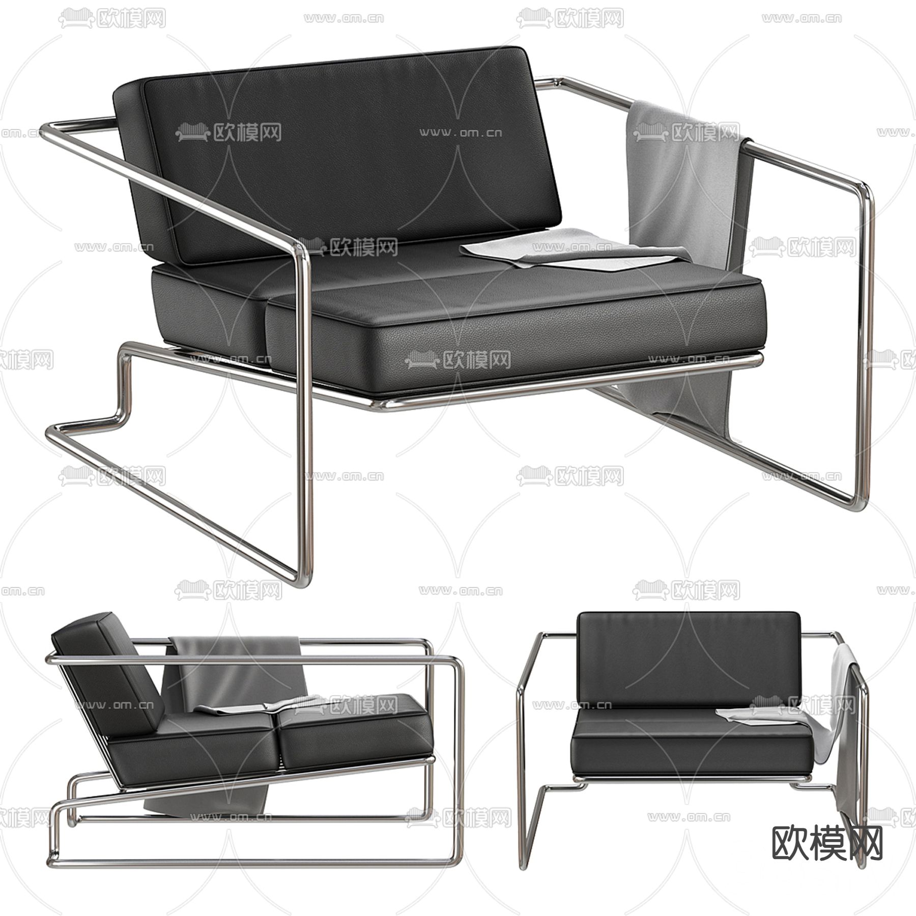 SAGA 皮革躺椅3d模型下载（渲染图1）