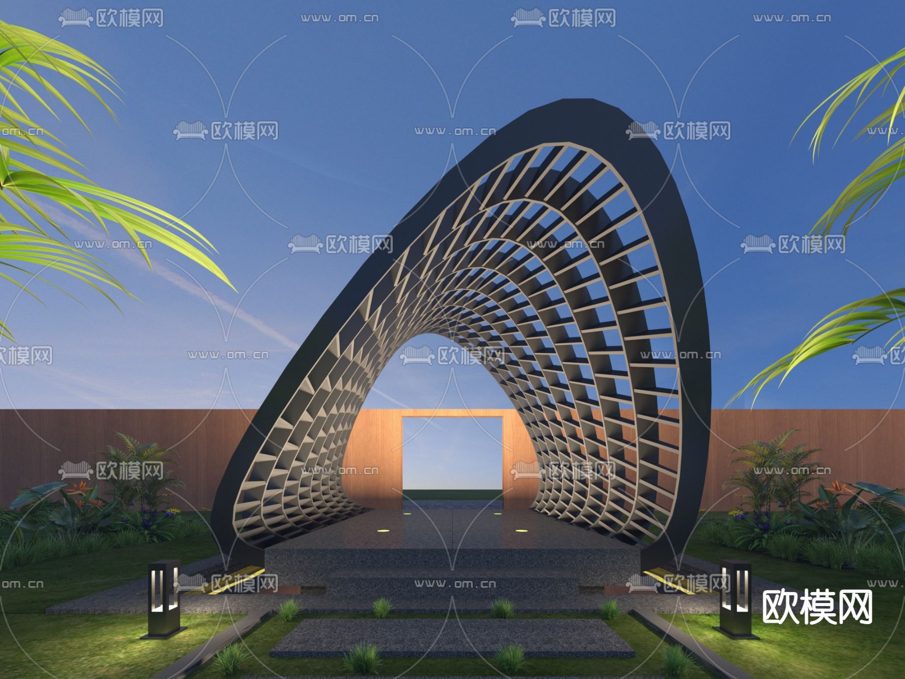 景观廊架 异形廊架3d模型下载