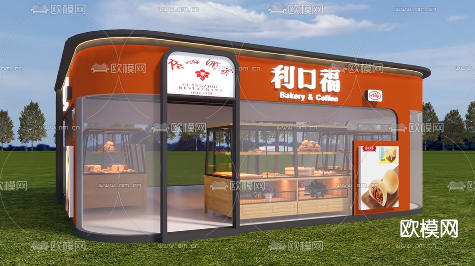蛋糕店 甜品店 小吃店3d模型下载(渲染图2)