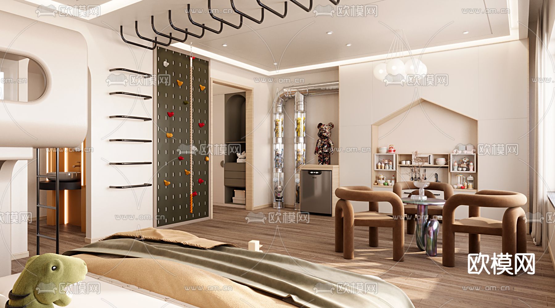 现代儿童主题民宿 亲子套房3d模型下载（渲染图4）