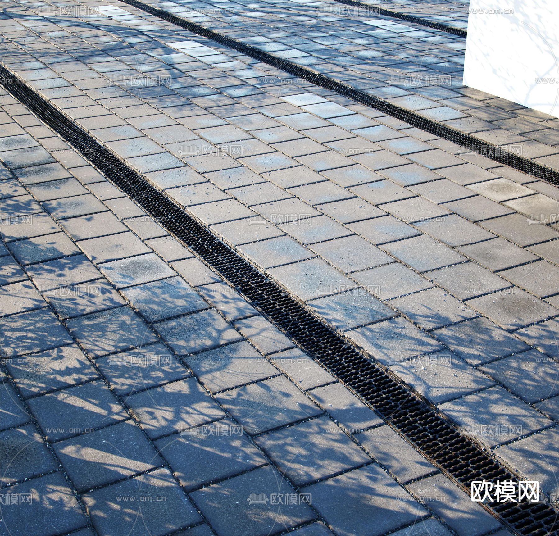 写实石头 工字拼地面 路面 马路3d模型下载（渲染图1）
