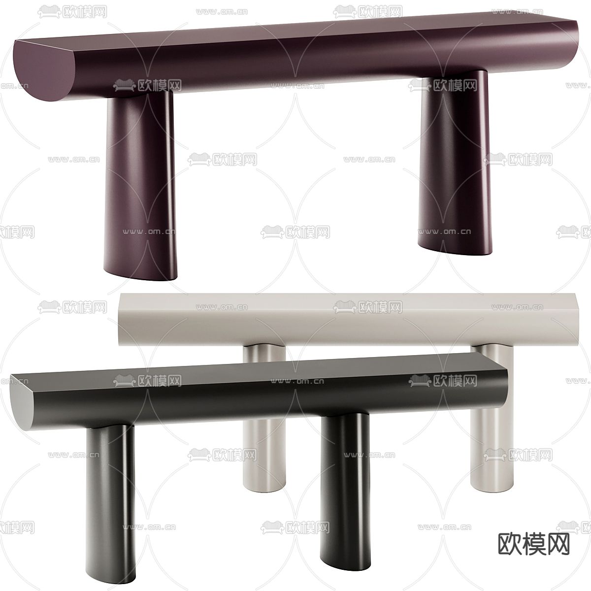 现代长凳 凳子su模型下载（渲染图2）