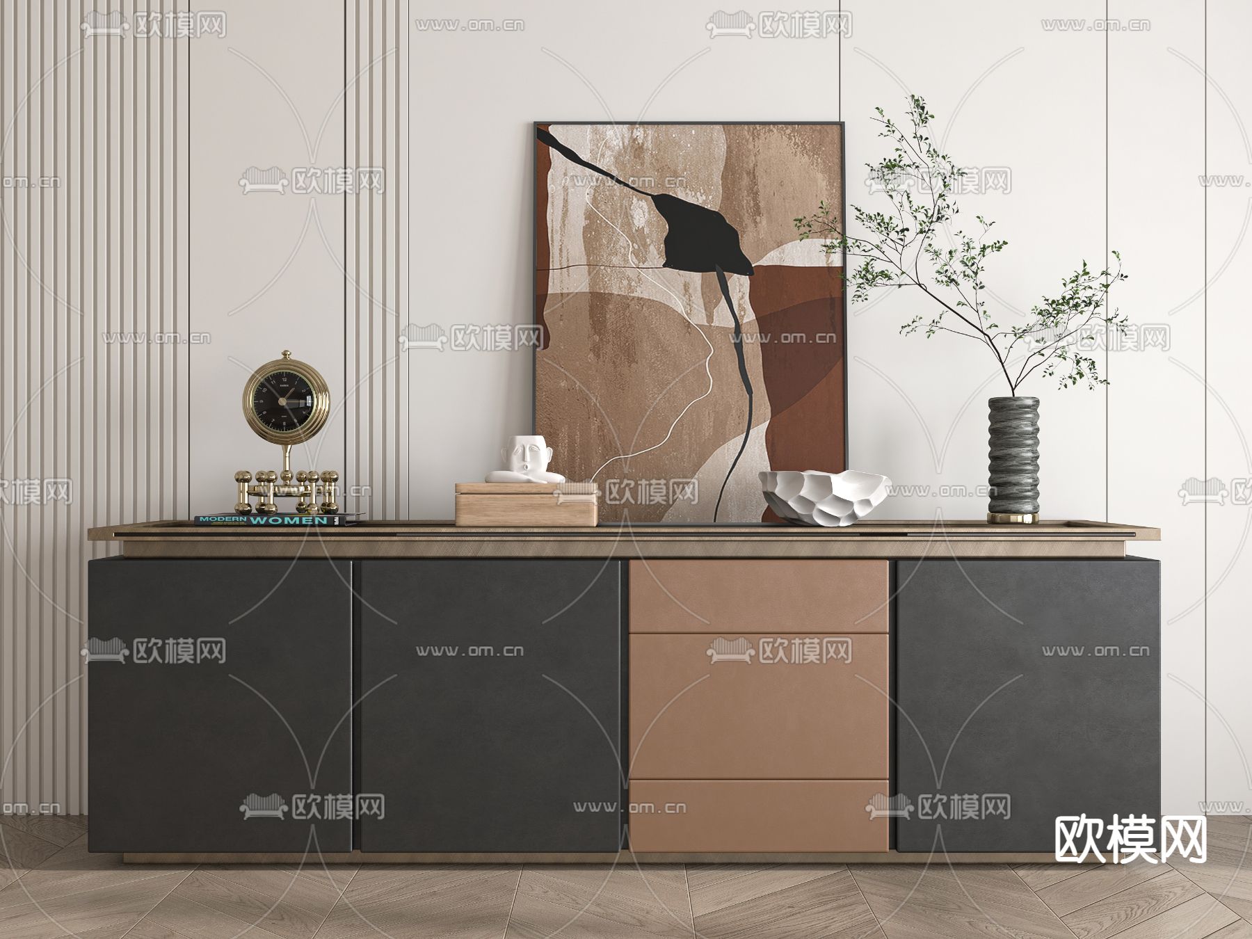 现代玄关柜3d模型下载