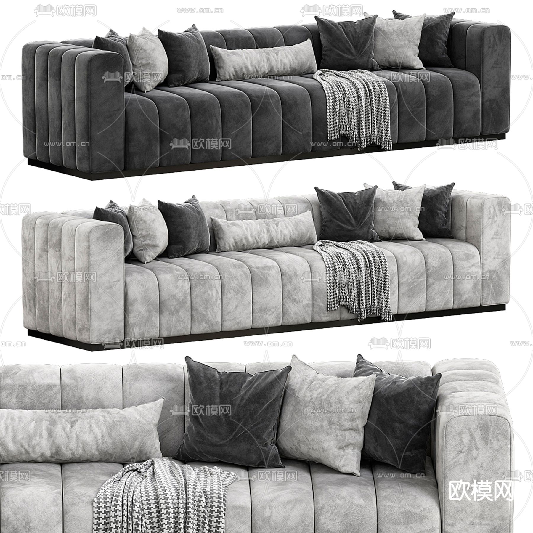 CB2软体沙发 多人沙发3d模型下载（渲染图2）