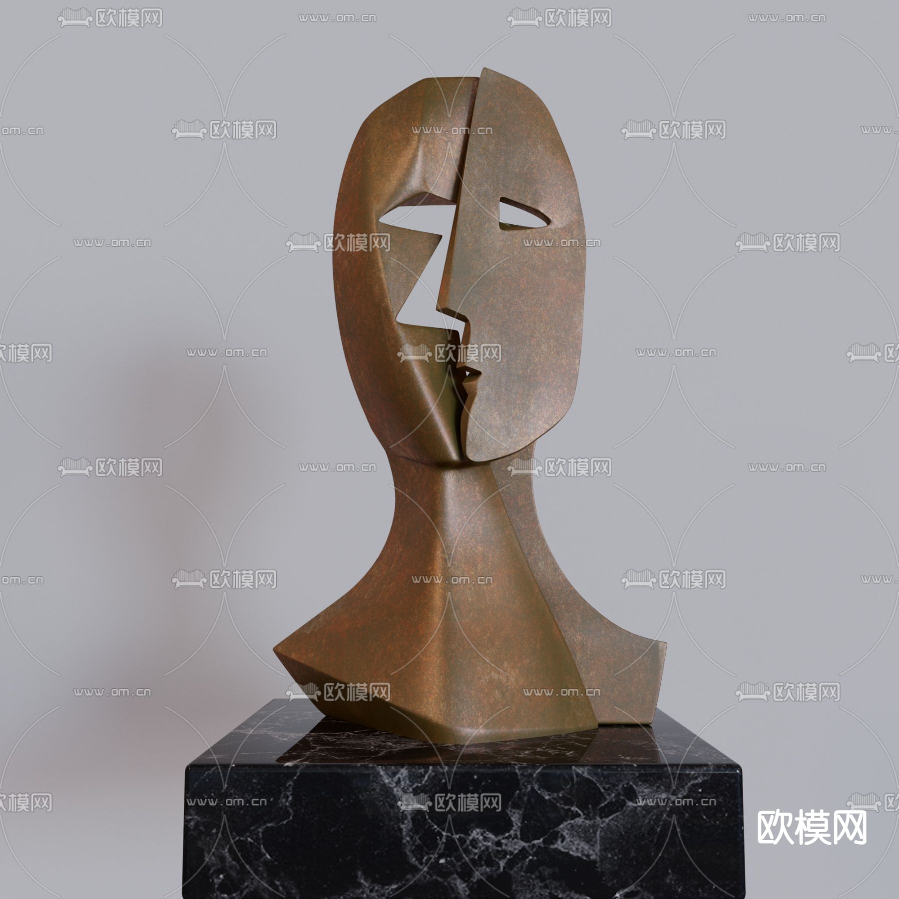 现代抽象人物雕塑3d模型下载