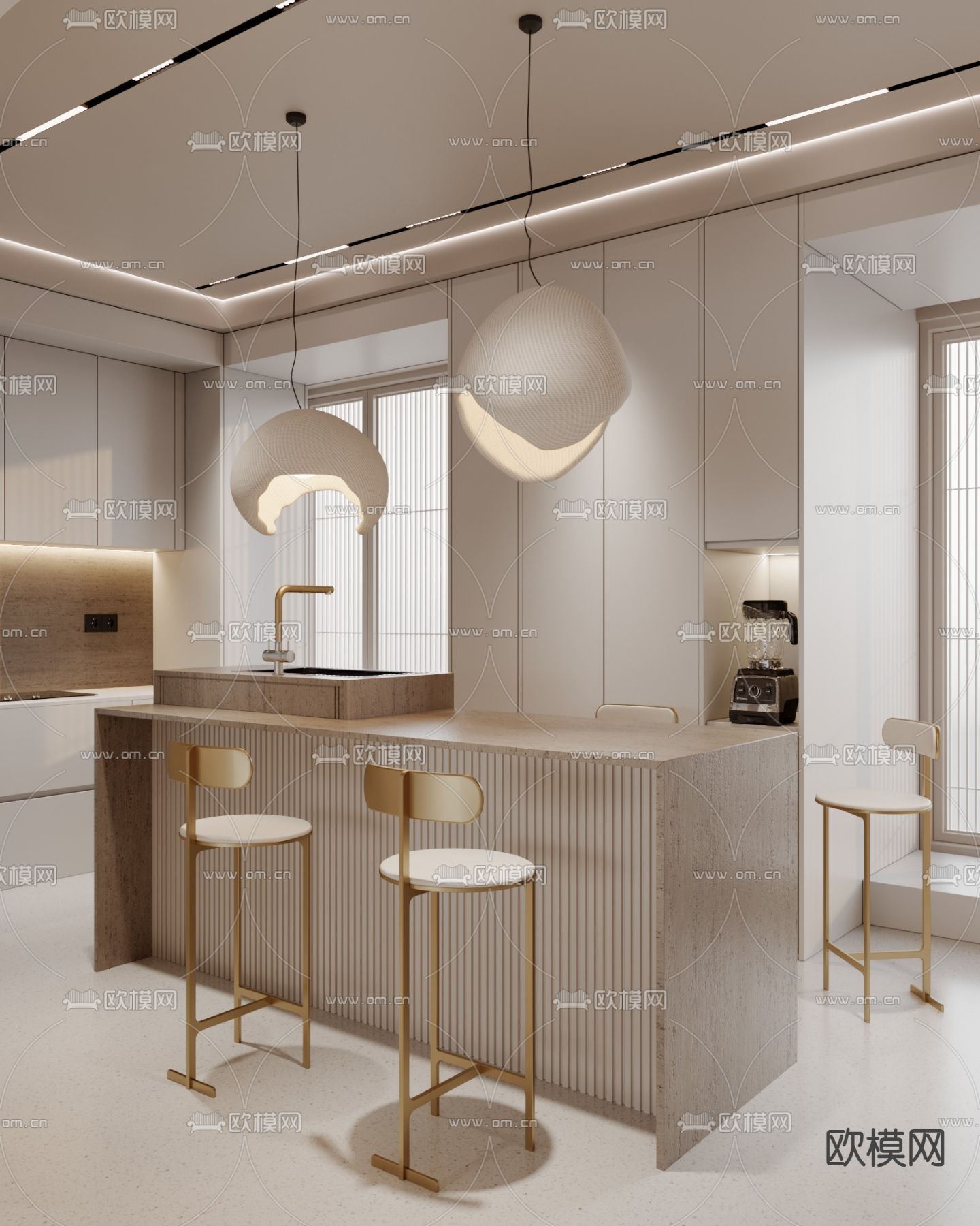 侘寂风厨房su模型下载（渲染图2）