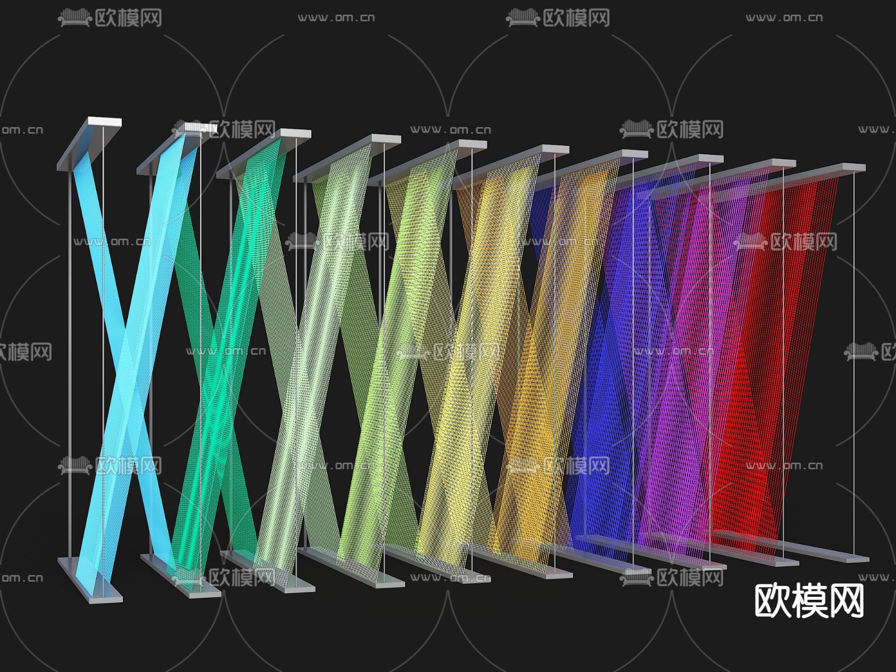现代艺术彩虹装置3d模型下载