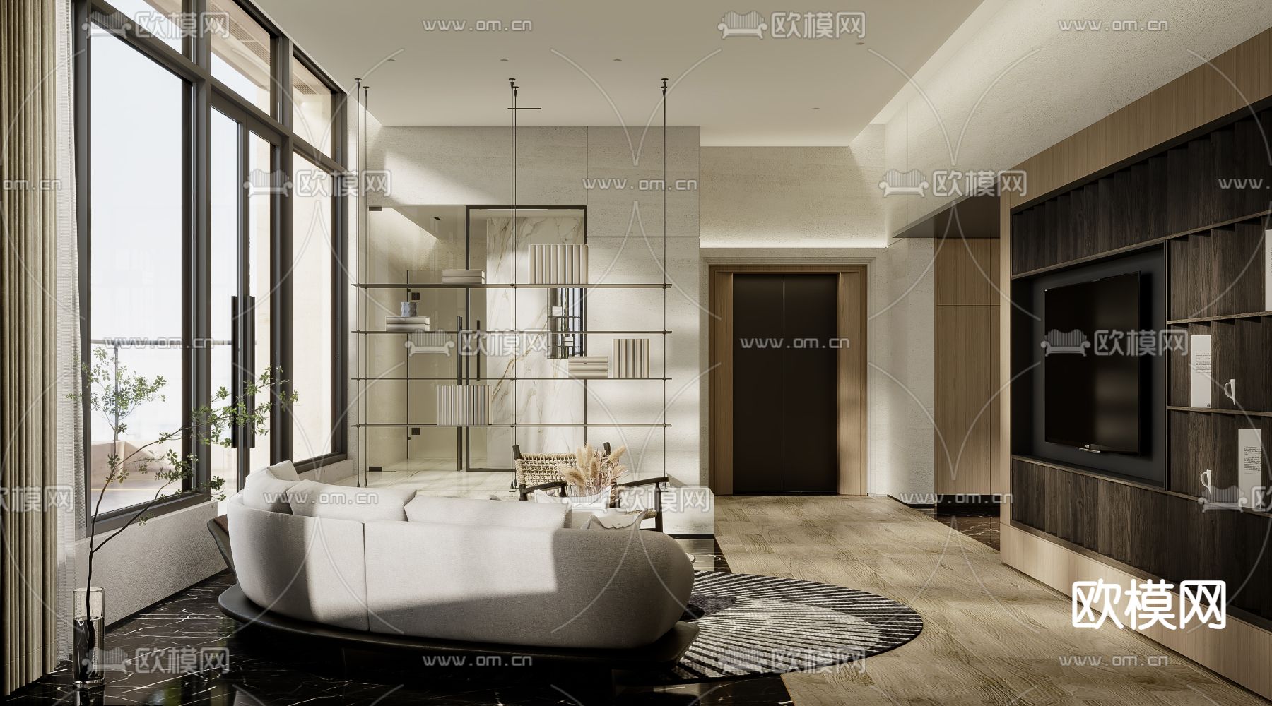 现代单身公寓3d模型下载（渲染图2）