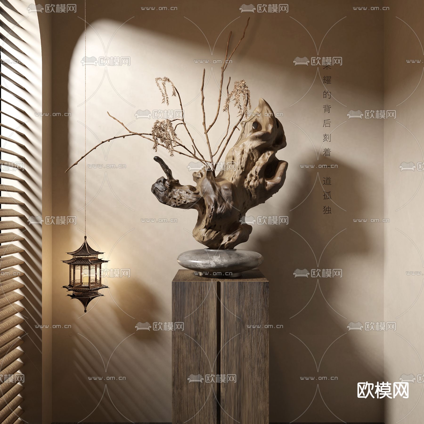 中古风雕塑摆件 木头雕塑3d模型下载