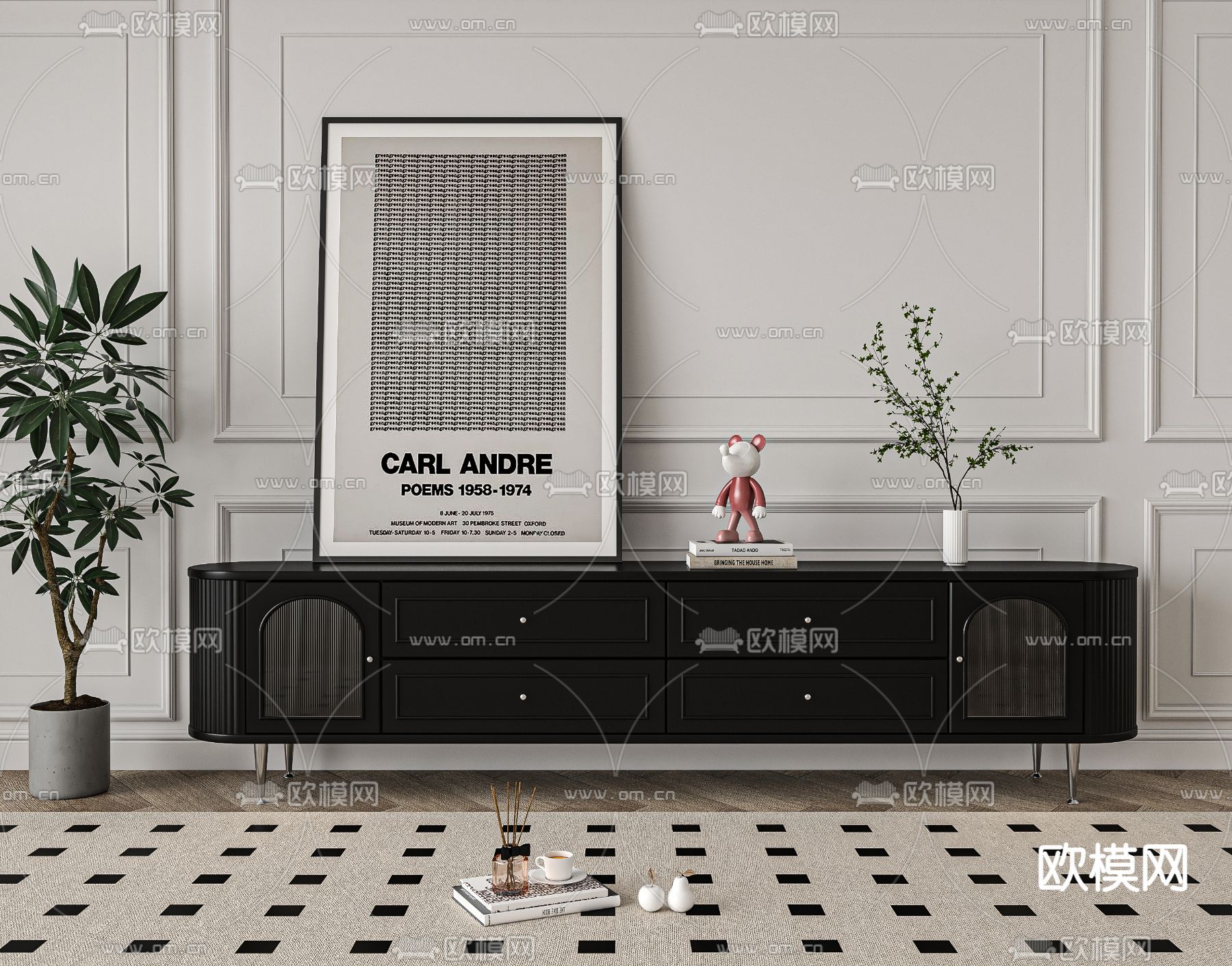 法式电视柜3d模型下载