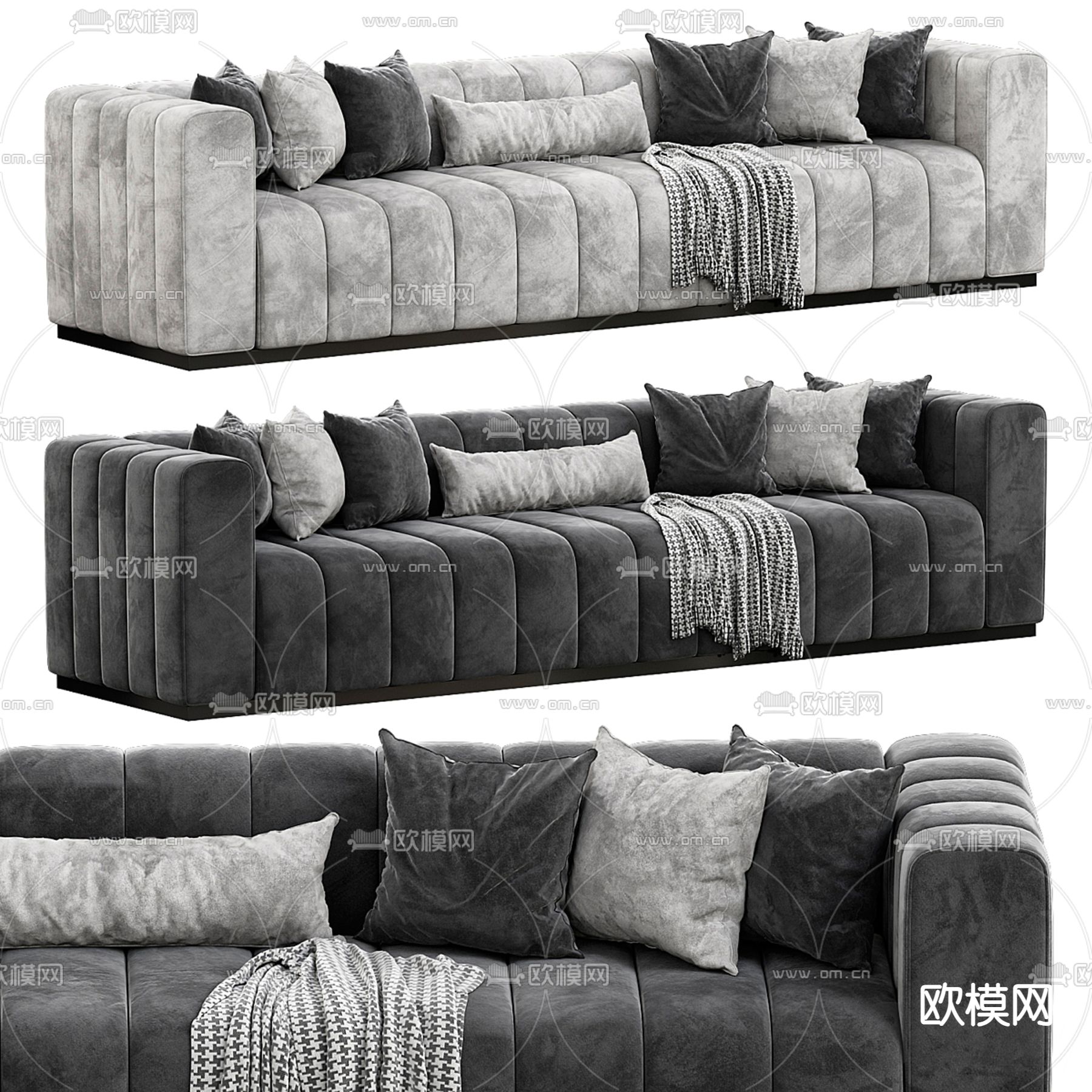 CB2软体沙发 多人沙发3d模型下载（渲染图1）