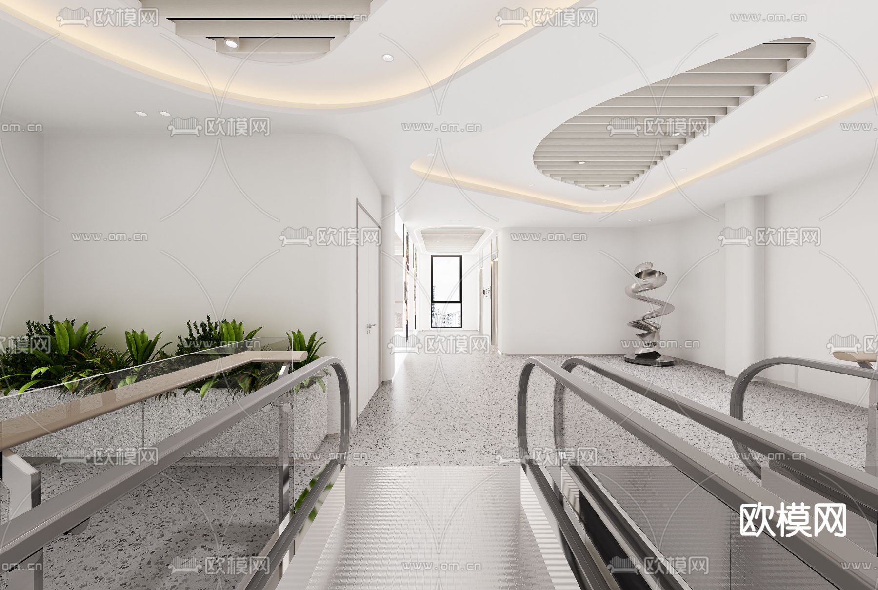 现代商场电梯厅su模型下载（渲染图5）