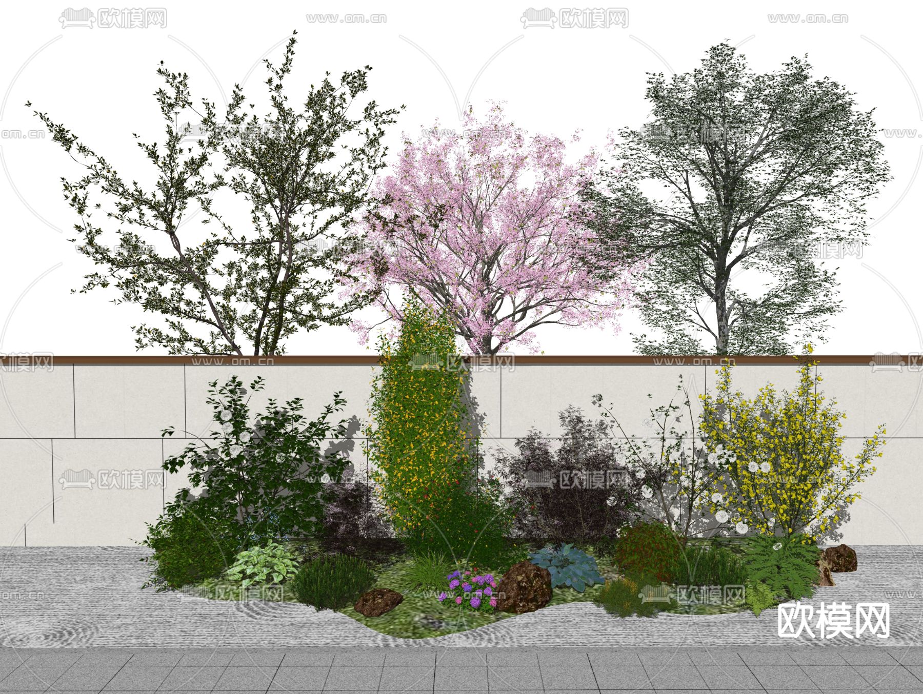 植物堆 灌木带 灌木球su模型下载（渲染图1）