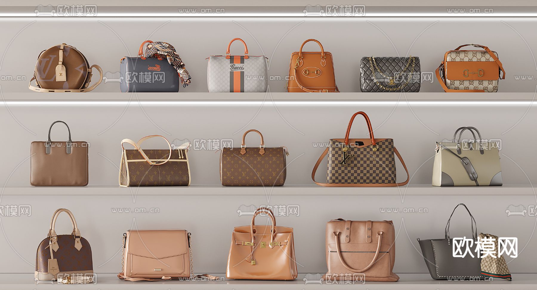 女士包包 手提包 斜挎包 皮包3d模型下载