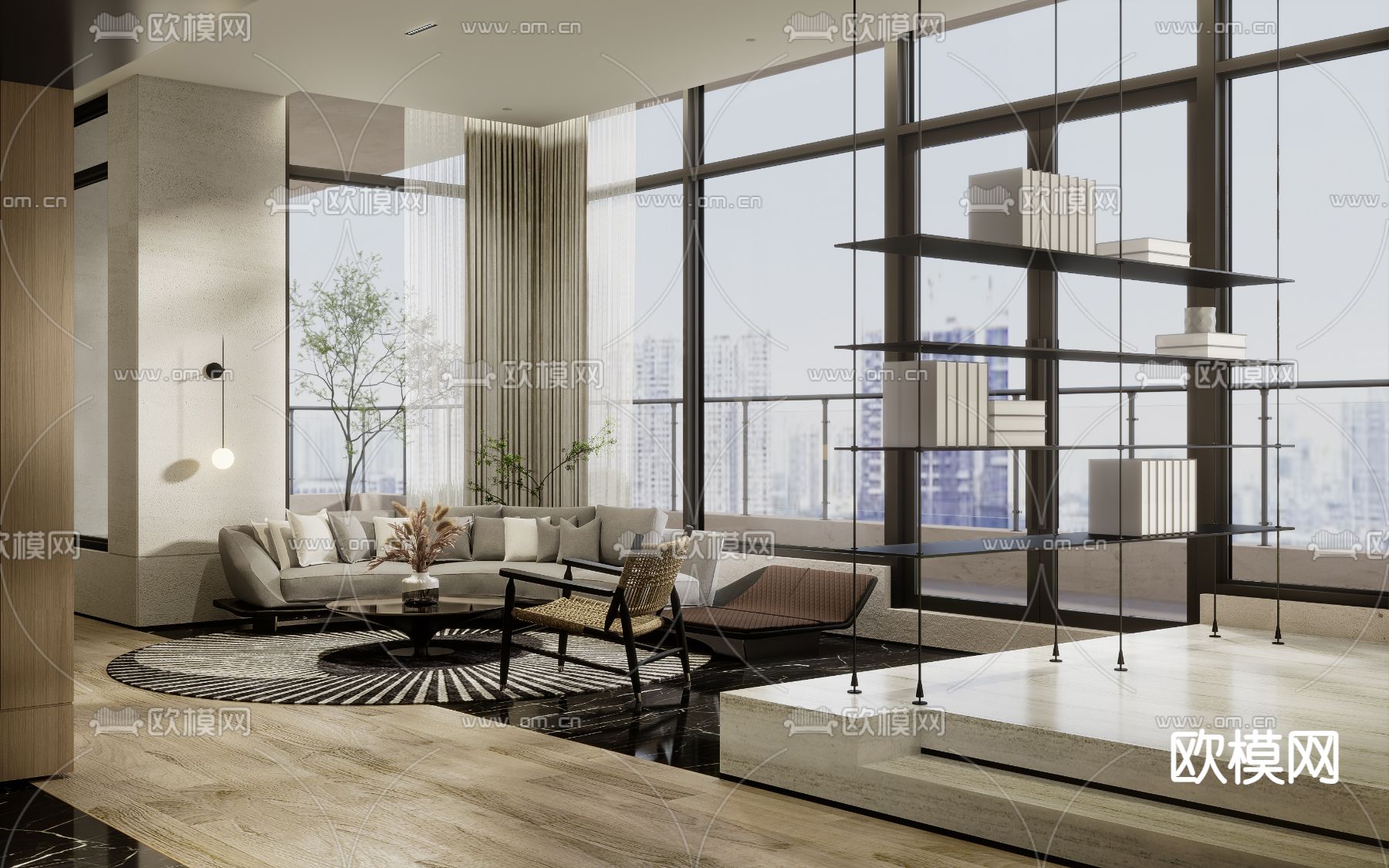 现代单身公寓3d模型下载（渲染图1）