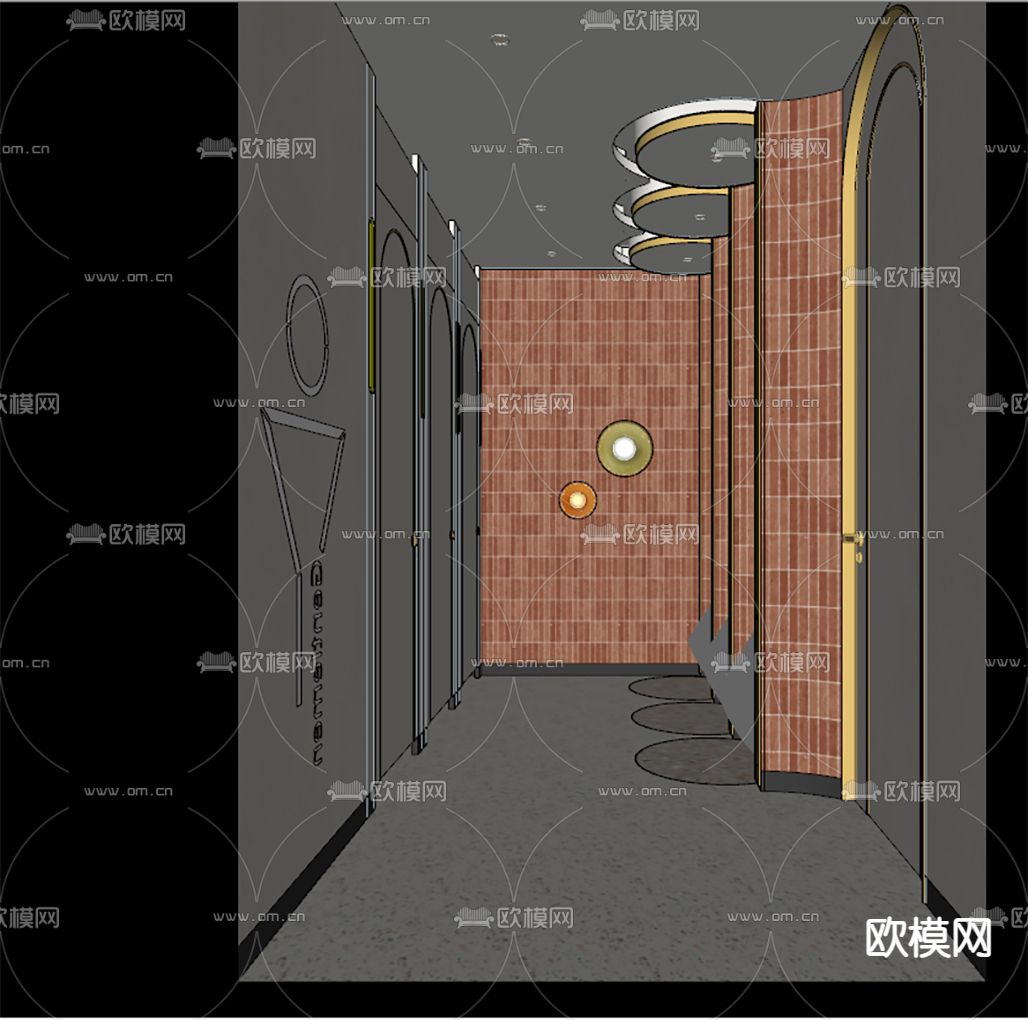 公共卫生间su模型下载（渲染图1）