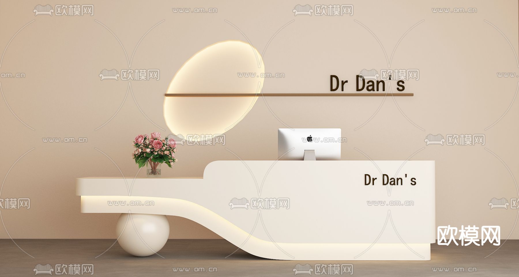 简约前台 接待台3d模型下载