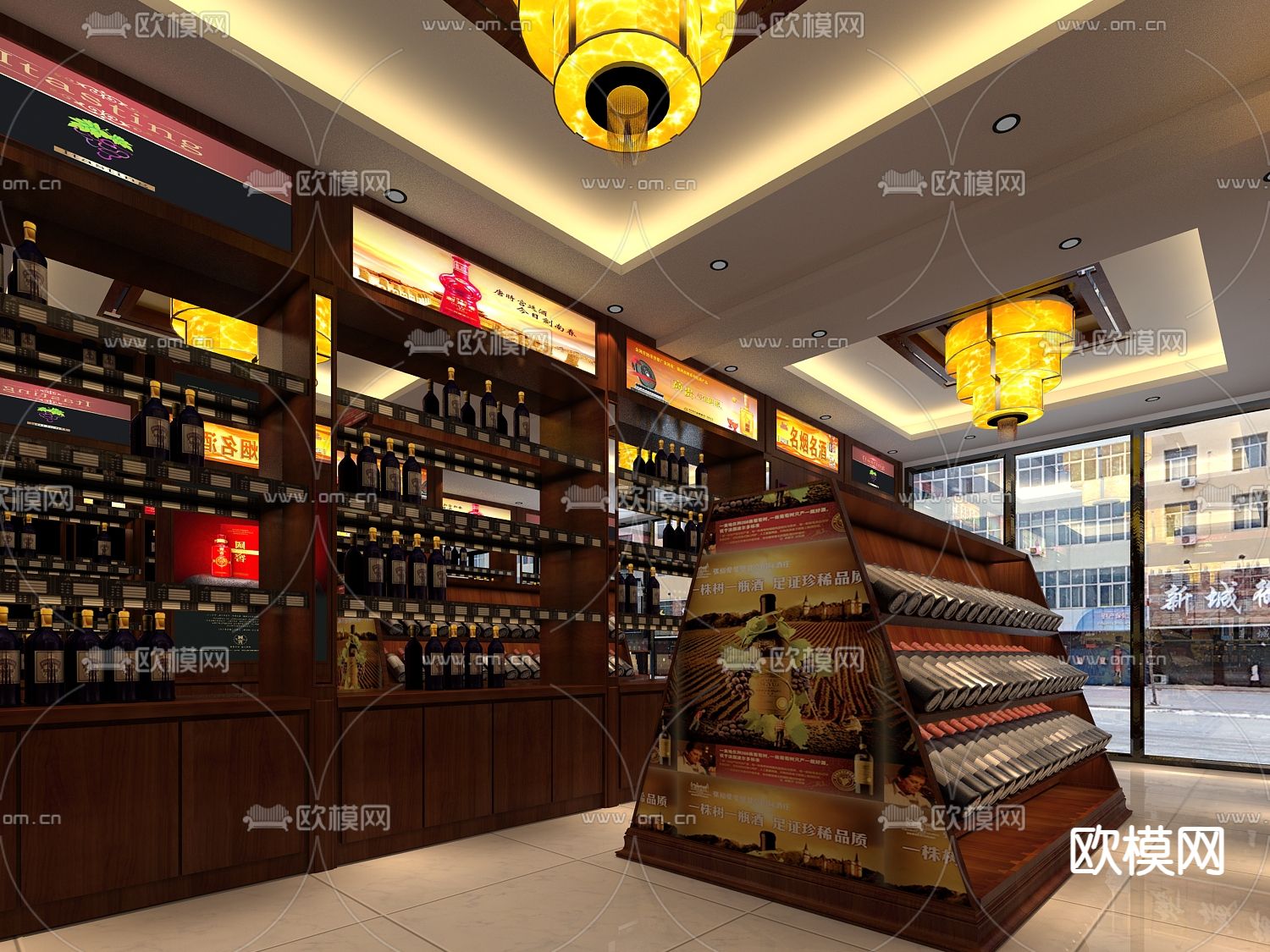 中式烟酒店3d模型下载（渲染图2）