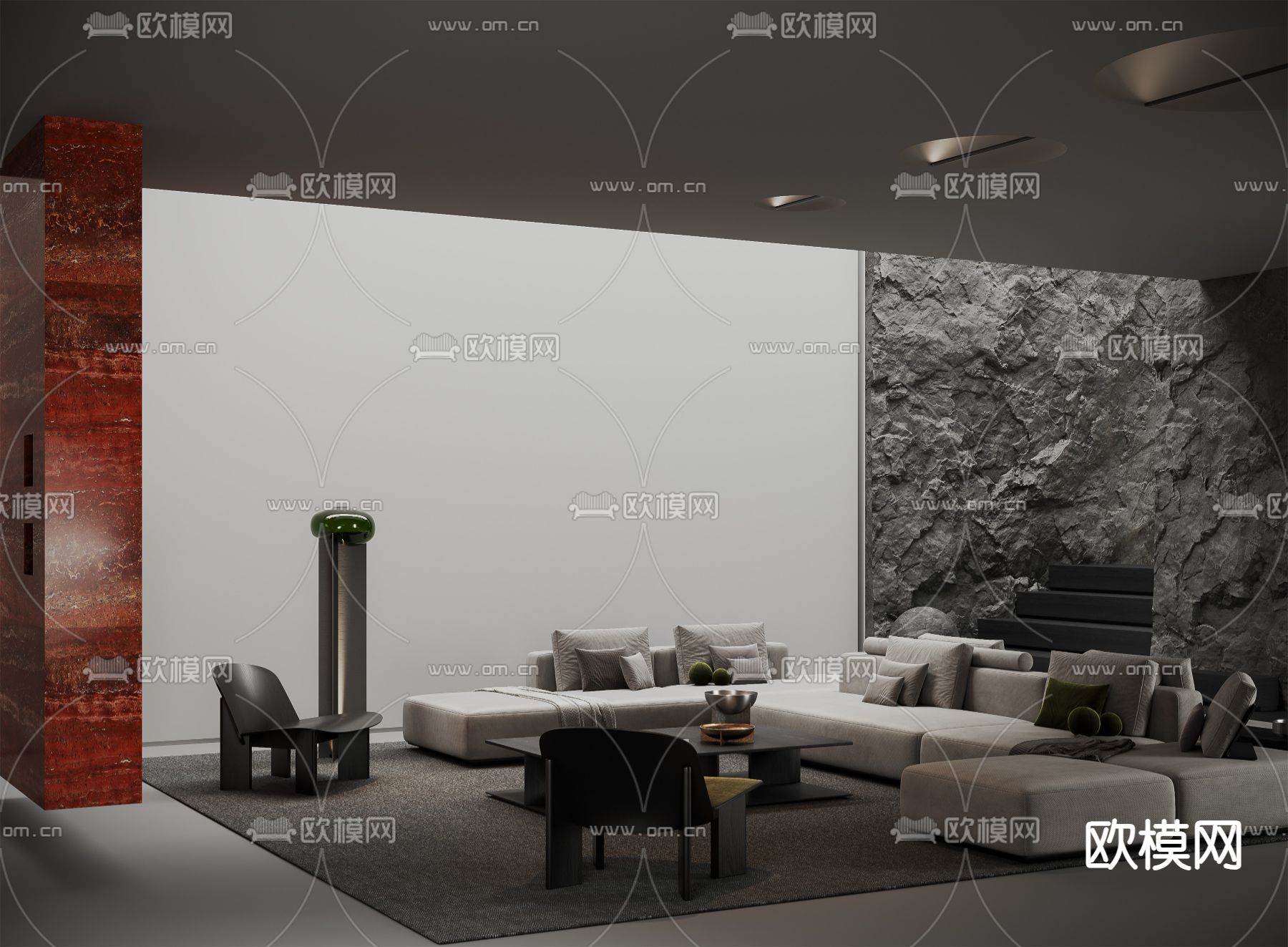 poliform 沙发组合3d模型下载（渲染图2）