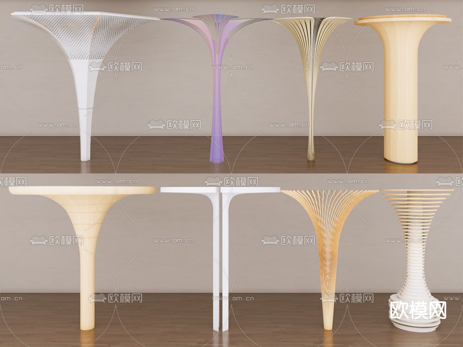 现代异形柱子 圆柱子su模型下载（渲染图2）