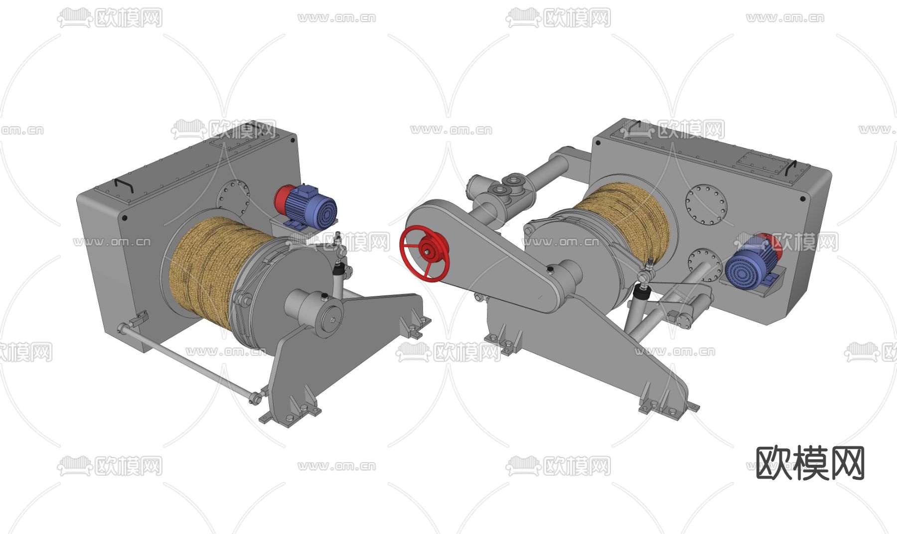 工业卷扬机su模型下载（渲染图1）