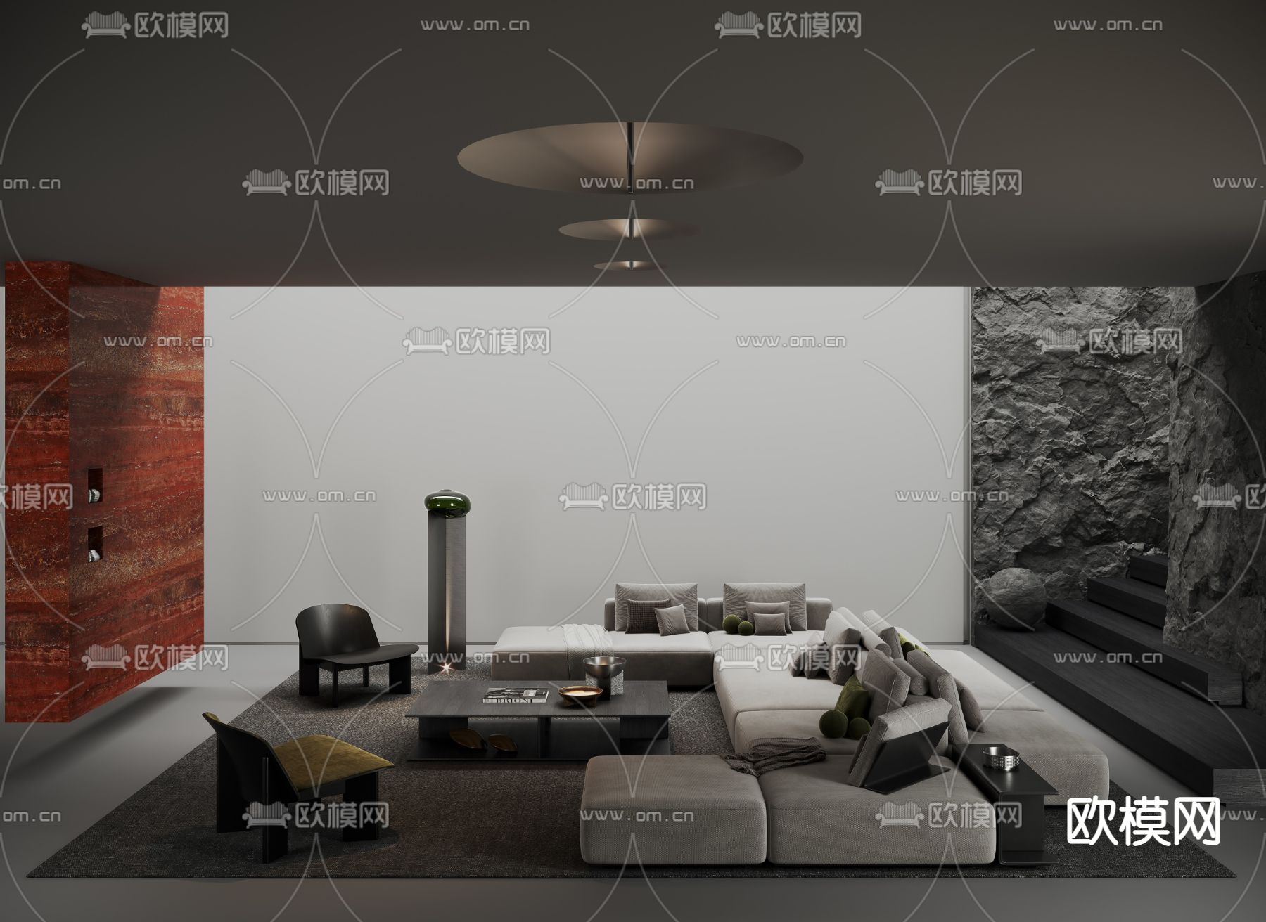 poliform 沙发组合3d模型下载（渲染图1）