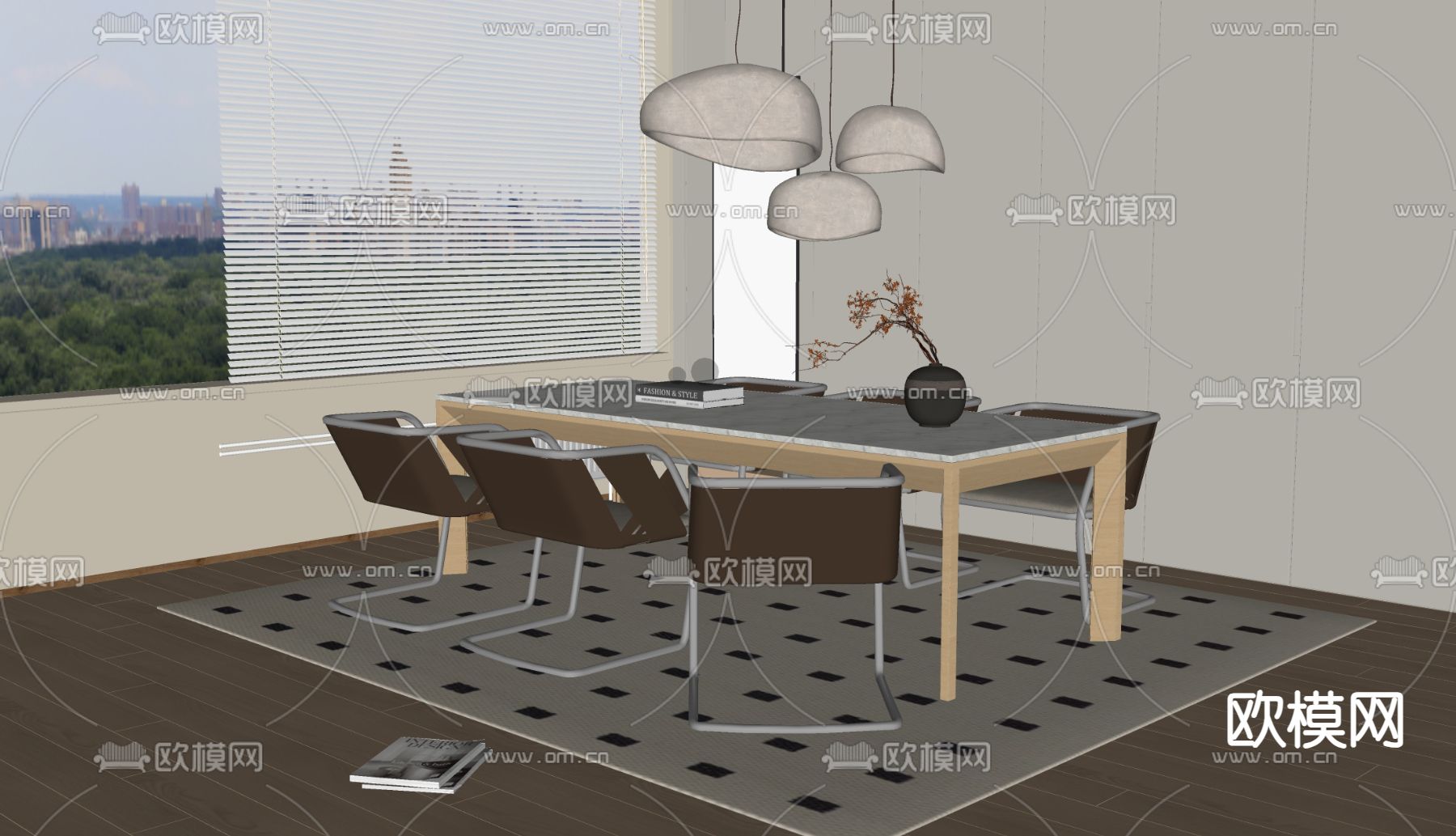 CASSINA 餐桌椅su模型下载（渲染图1）