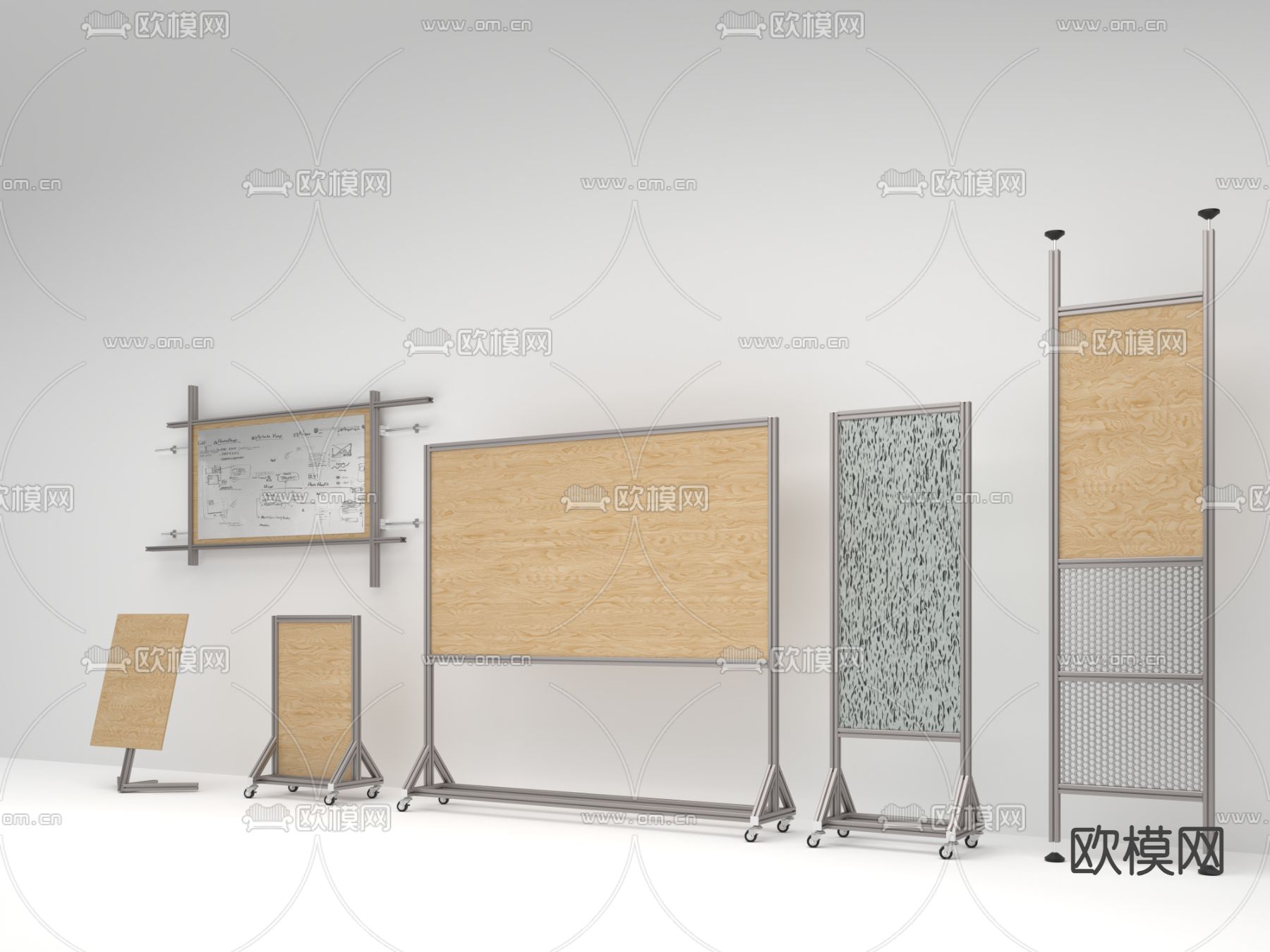 办公白板 木板 便签板3d模型下载