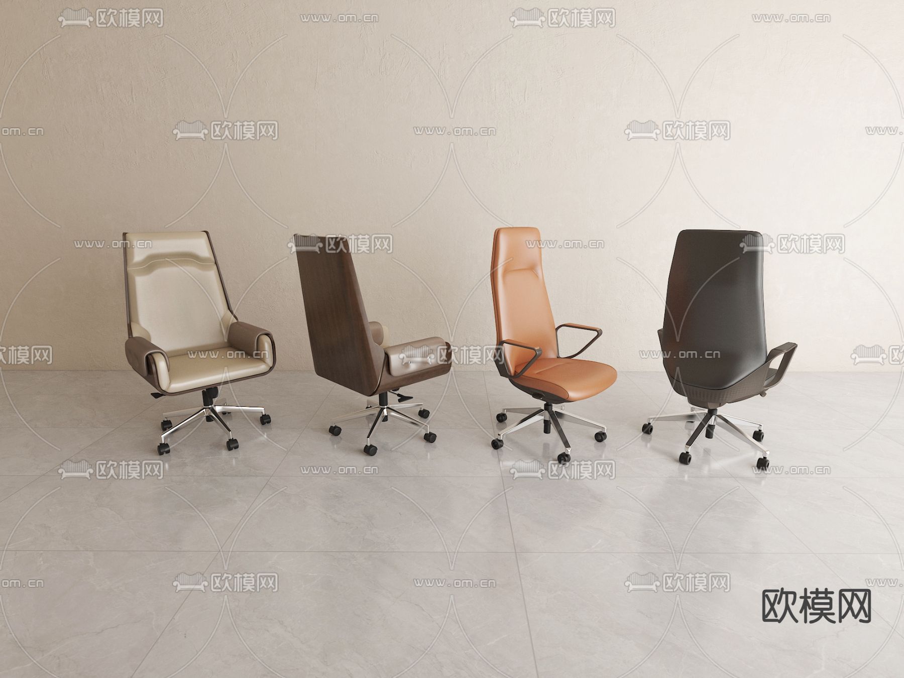 轻奢董事长椅 老板椅 大班椅 办公椅3d模型下载